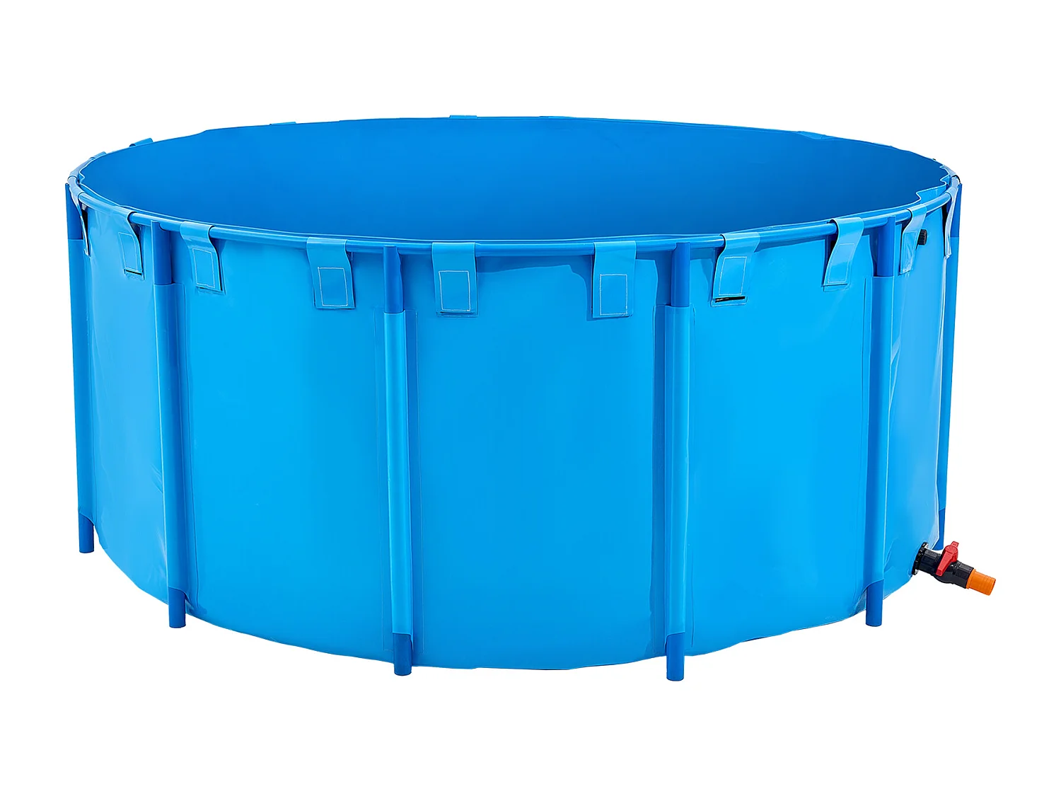 Bassin à Poissons SucceBuy en PVC de 5000 L, Aquarium Rond Pliable avec Cadre Robuste et Vanne de Vidange, Idéal pour l'Aquaculture, l'Élevage de Carpes Koï
