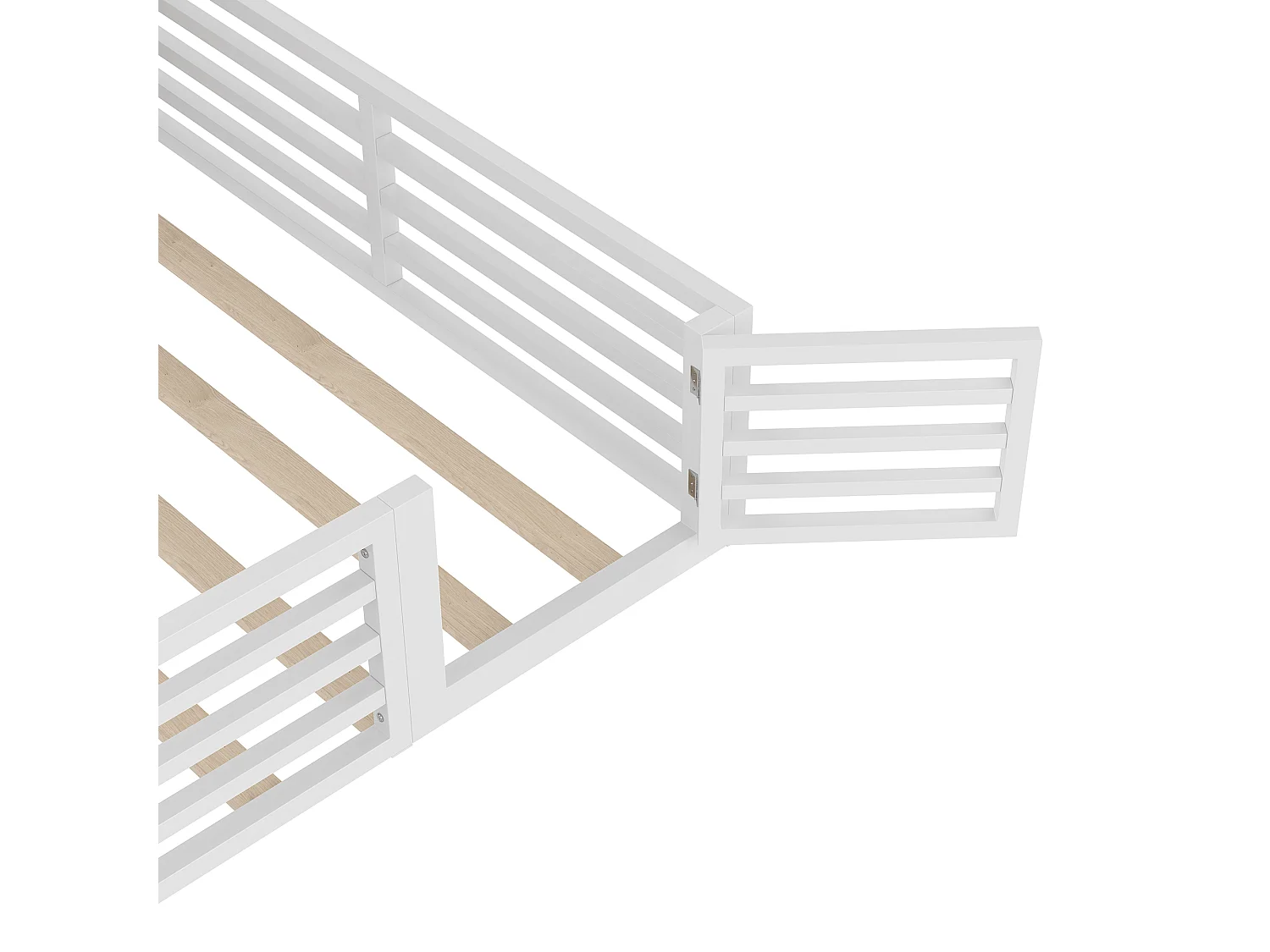 Letto per adulti 140 x 200 cm con illuminazione a LED - Letto matrimoniale con contenitore e sponda di sicurezza - bianco - senza materasso