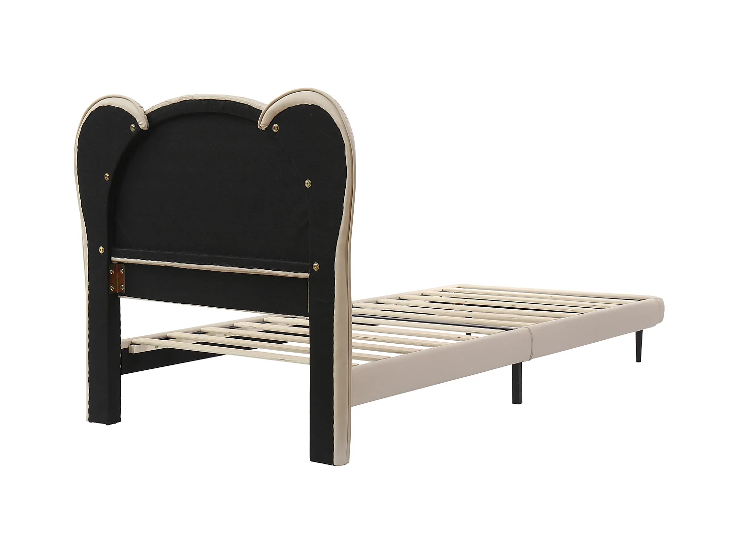 Lit enfant 90 x 200 cm - Lit simple avec tête de lit en forme d'animal - PU beige - sans matelas