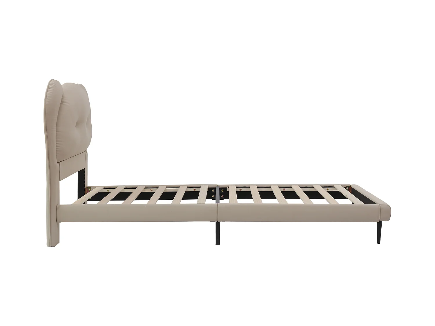 Lit enfant 90 x 200 cm - Lit simple avec tête de lit en forme d'animal - PU beige - sans matelas