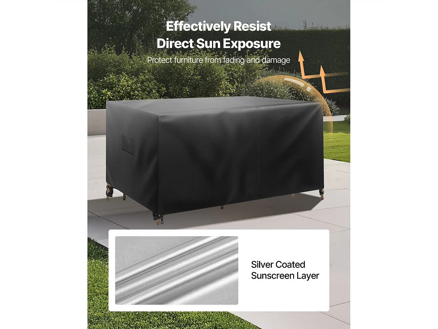 Housse de Meubles de Jardin SucceBuy, 239x239x71 cm, Bâche de Protection pour Mobiliers d’Extérieur en 420D Imperméable et Résistante, Toutes Saisons, Noir