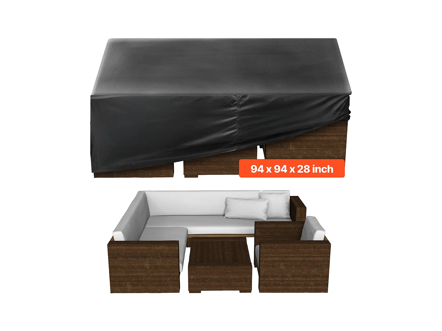 Housse de Meubles de Jardin SucceBuy, 239x239x71 cm, Bâche de Protection pour Mobiliers d’Extérieur en 420D Imperméable et Résistante, Toutes Saisons, Noir