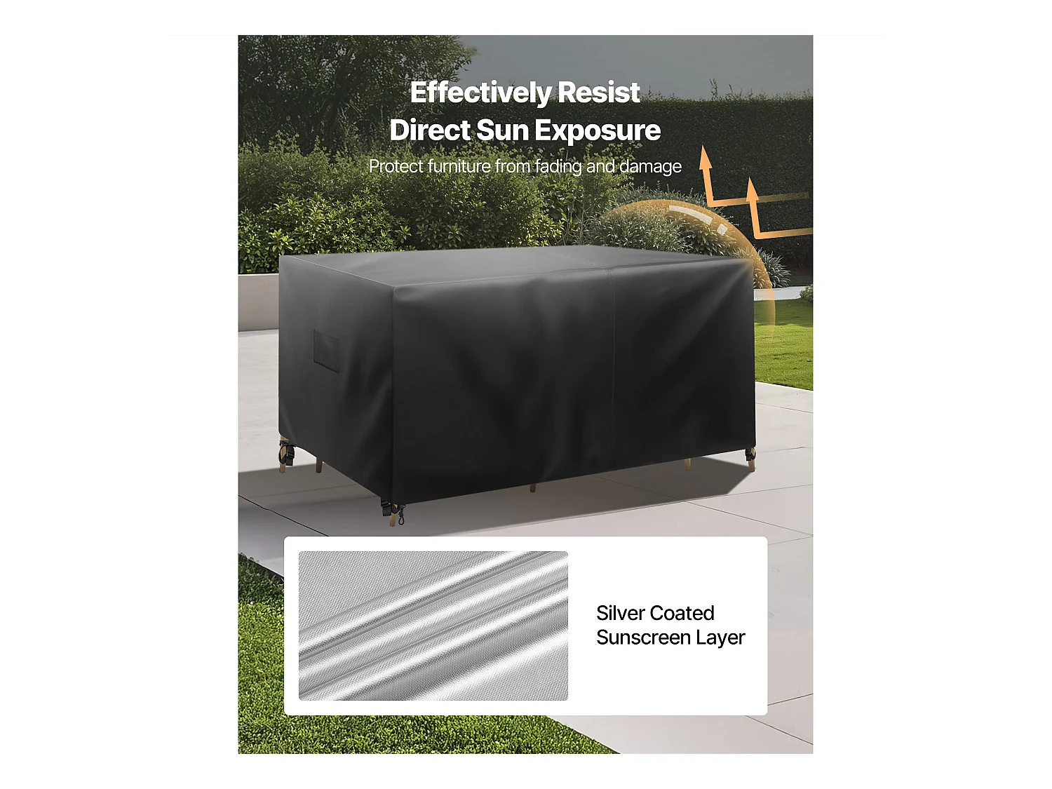 Housse de Meubles de Jardin SucceBuy, 239x239x71 cm, Bâche de Protection pour Mobiliers d’Extérieur en 420D Imperméable et Résistante, Toutes Saisons, Noir