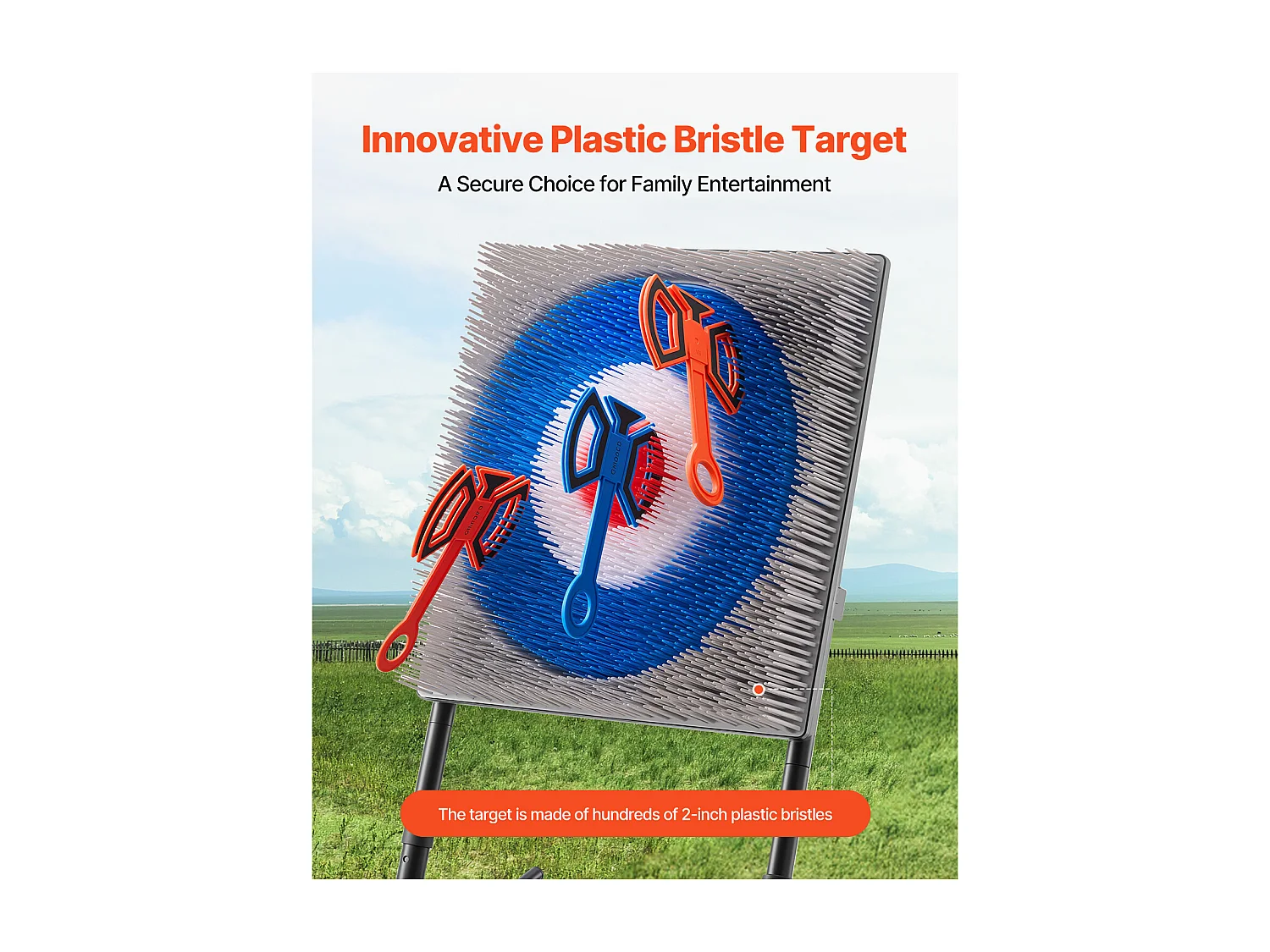 Juego de Lanzamiento de Hachas SucceBuy, Diana de Plástico con 8 Hachas de Lanzamiento, Marco de Acero Plegable, para Juegos de Interior y Exterior y Jardín