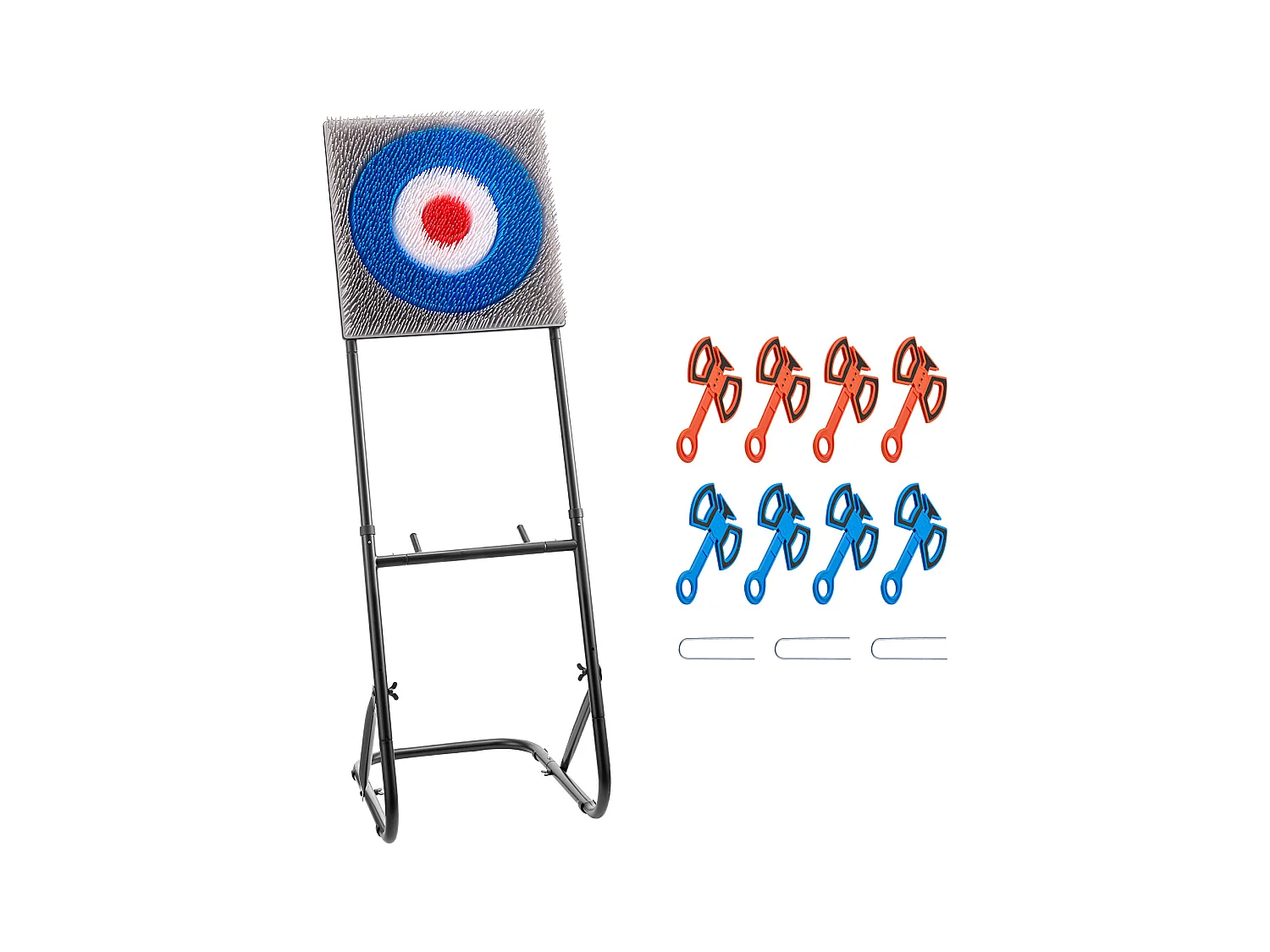 Jeu de Lancer de Haches SucceBuy, Cible en Plastique avec 8 Haches de Lancer, Cadre en Acier Pliable, pour Jeux d'Intérieur et d'Extérieur et Jardin