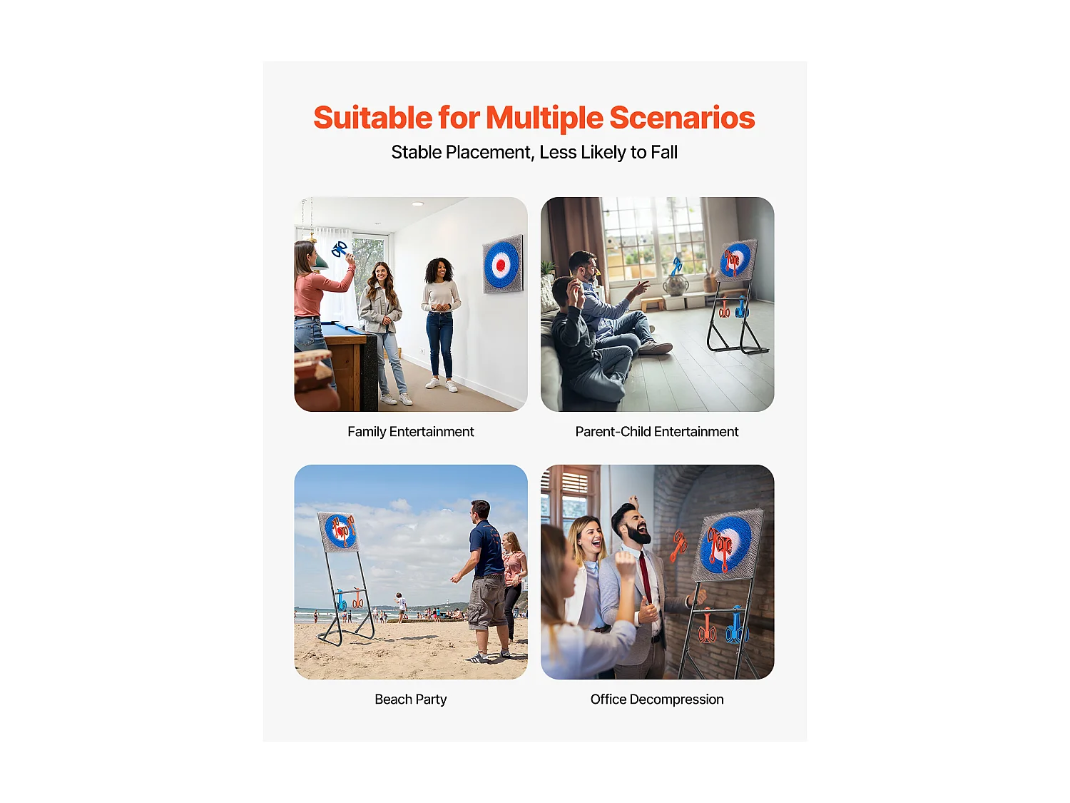 Jeu de Lancer de Haches SucceBuy, Cible en Plastique avec 8 Haches de Lancer, Cadre en Acier Pliable, pour Jeux d'Intérieur et d'Extérieur et Jardin