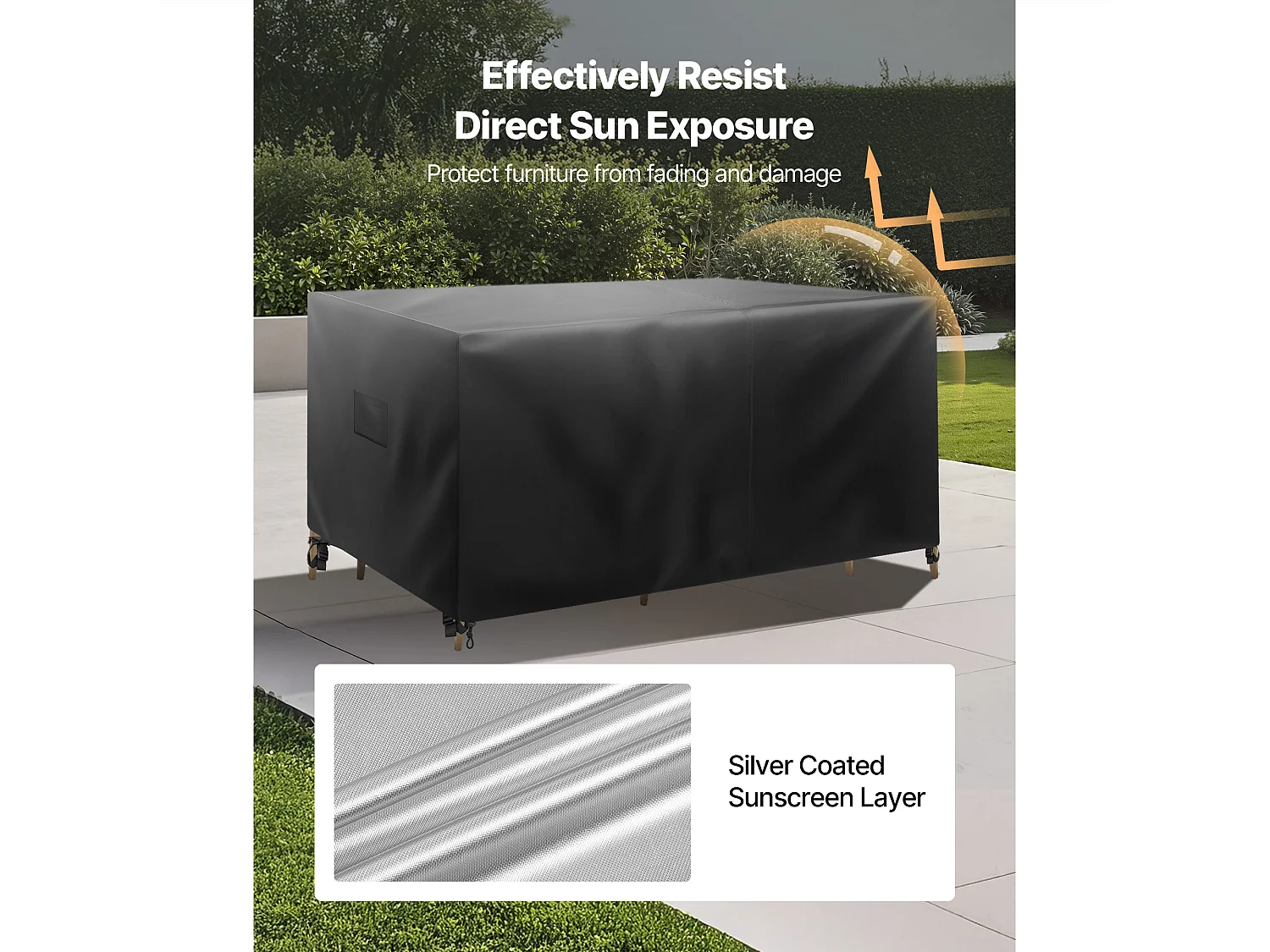 Housse de Meubles de Jardin SucceBuy, 320x320x81 cm, Bâche de Protection pour Mobiliers d’Extérieur en 420D Imperméable et Résistante, Toutes Saisons, Noir