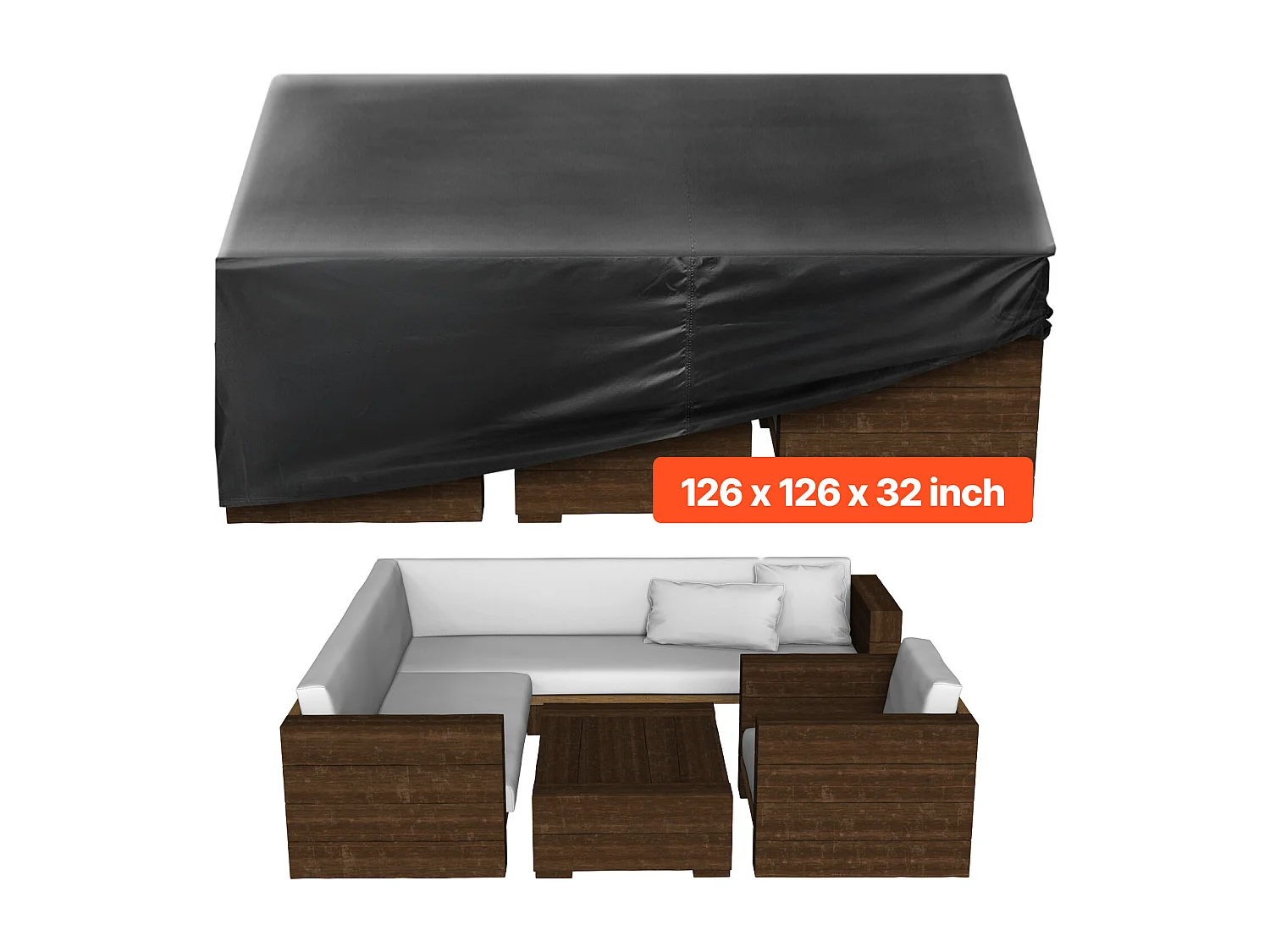Housse de Meubles de Jardin SucceBuy, 320x320x81 cm, Bâche de Protection pour Mobiliers d’Extérieur en 420D Imperméable et Résistante, Toutes Saisons, Noir