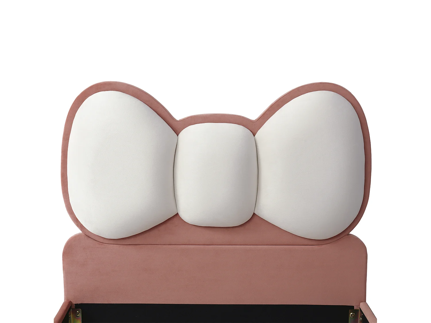 Lit enfant 90 x 200 cm - Lit simple avec LED et tête de lit bombée - velours rose - sans matelas