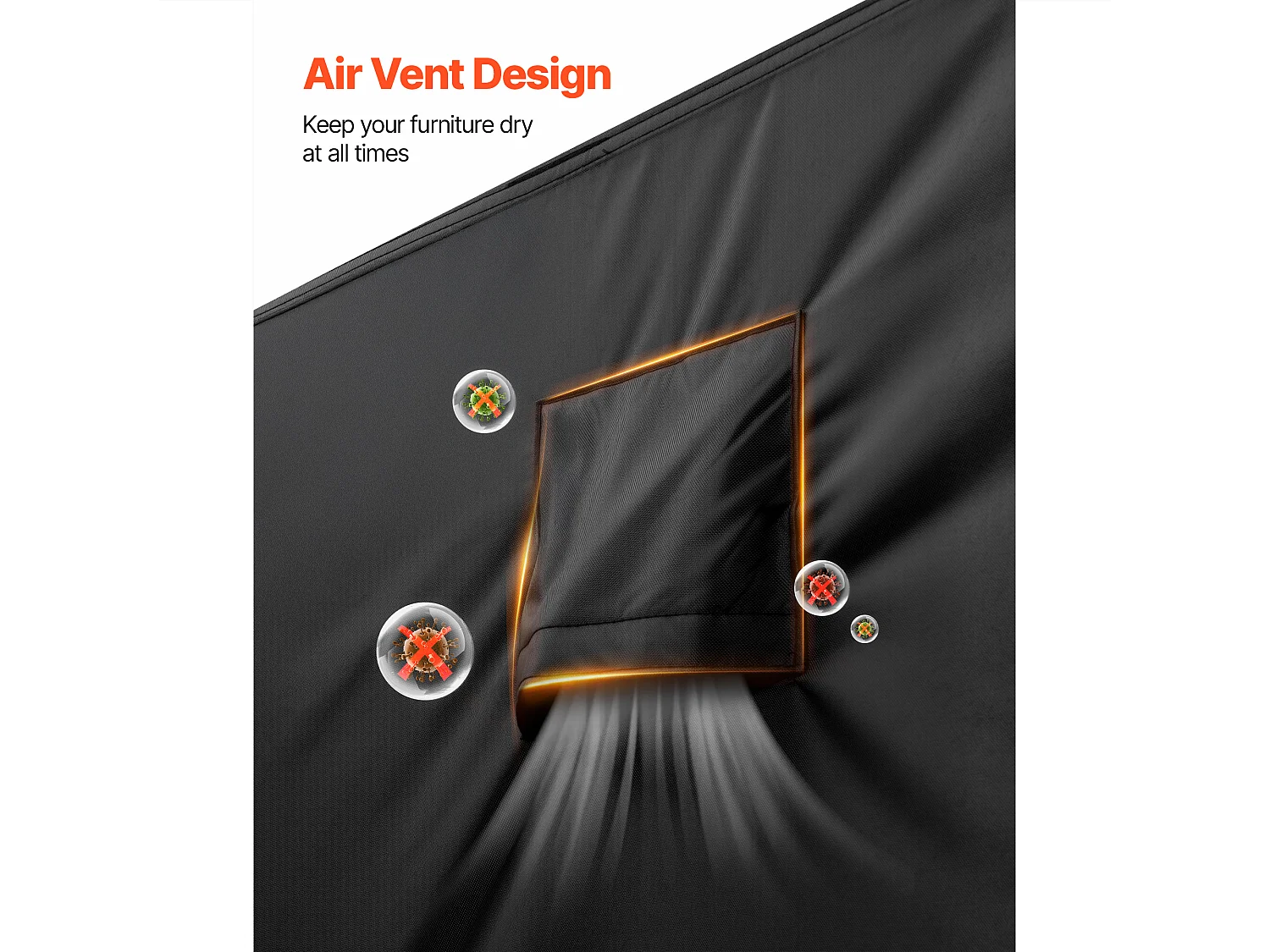 Housse de Meubles de Jardin SucceBuy, 188x120x71 cm, Bâche de Protection pour Mobiliers d’Extérieur en 420D Imperméable et Résistante, Toutes Saisons, Noir