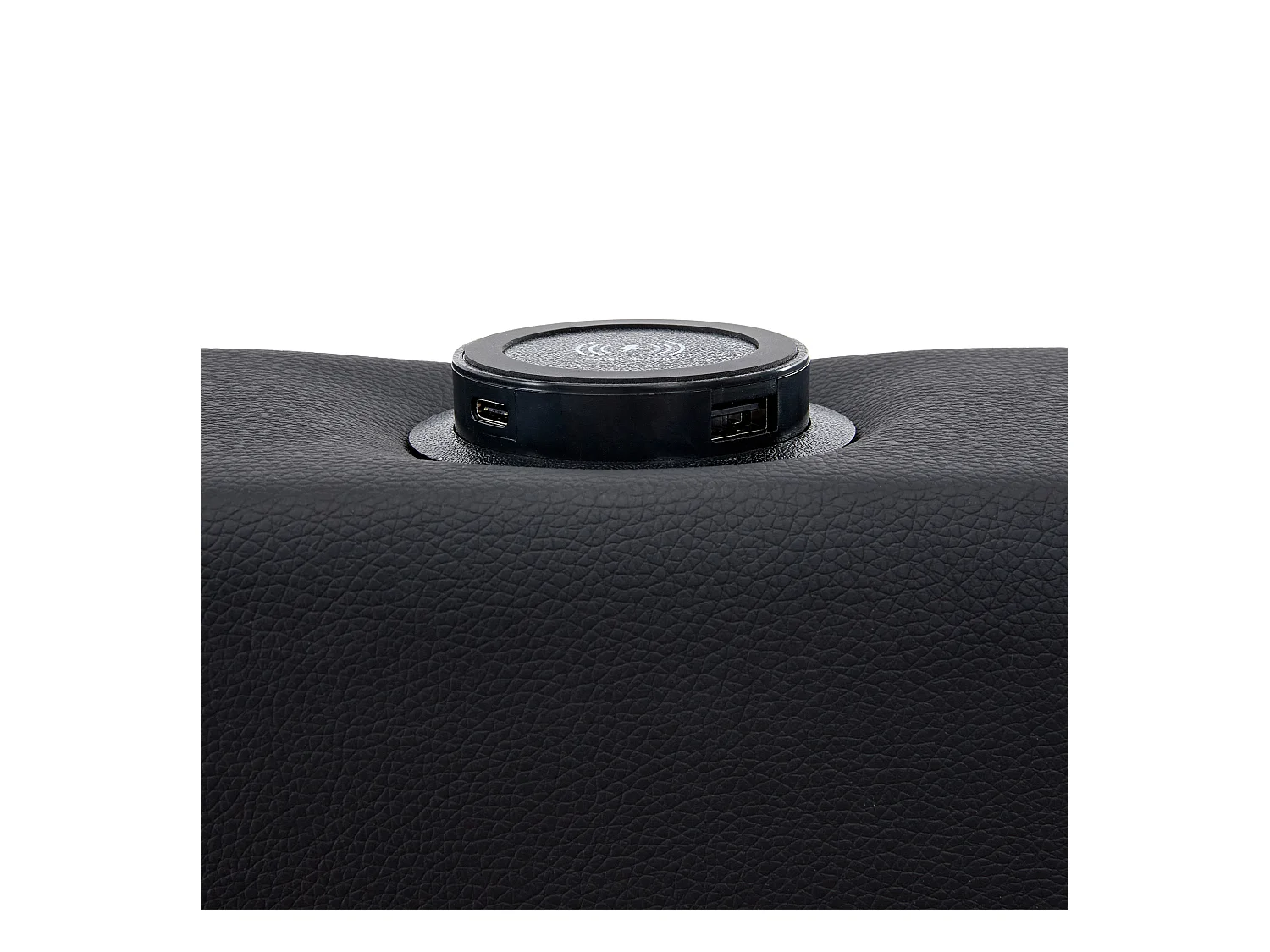 Lit adulte 140 x 200 cm - Lit double avec éclairage LED et quatre tiroirs - PU noir - sans matelas