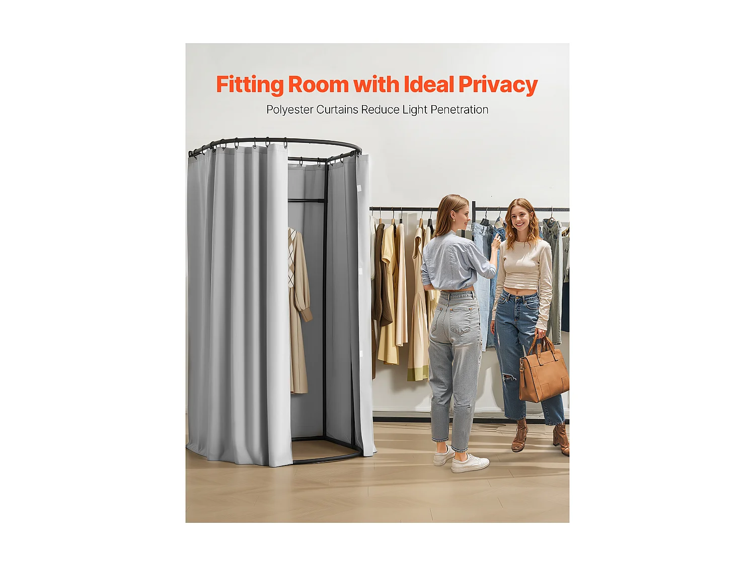 Cabina di Prova SucceBuy, 100x95x200 cm, Spogliatoio Portatile con Tende Spesse in Poliestere e Ganci, Spazio Privato per Negozi, Centri Commerciali