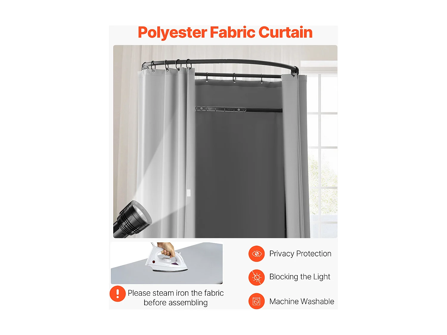 Cabina di Prova SucceBuy, 100x95x200 cm, Spogliatoio Portatile con Tende Spesse in Poliestere e Ganci, Spazio Privato per Negozi, Centri Commerciali