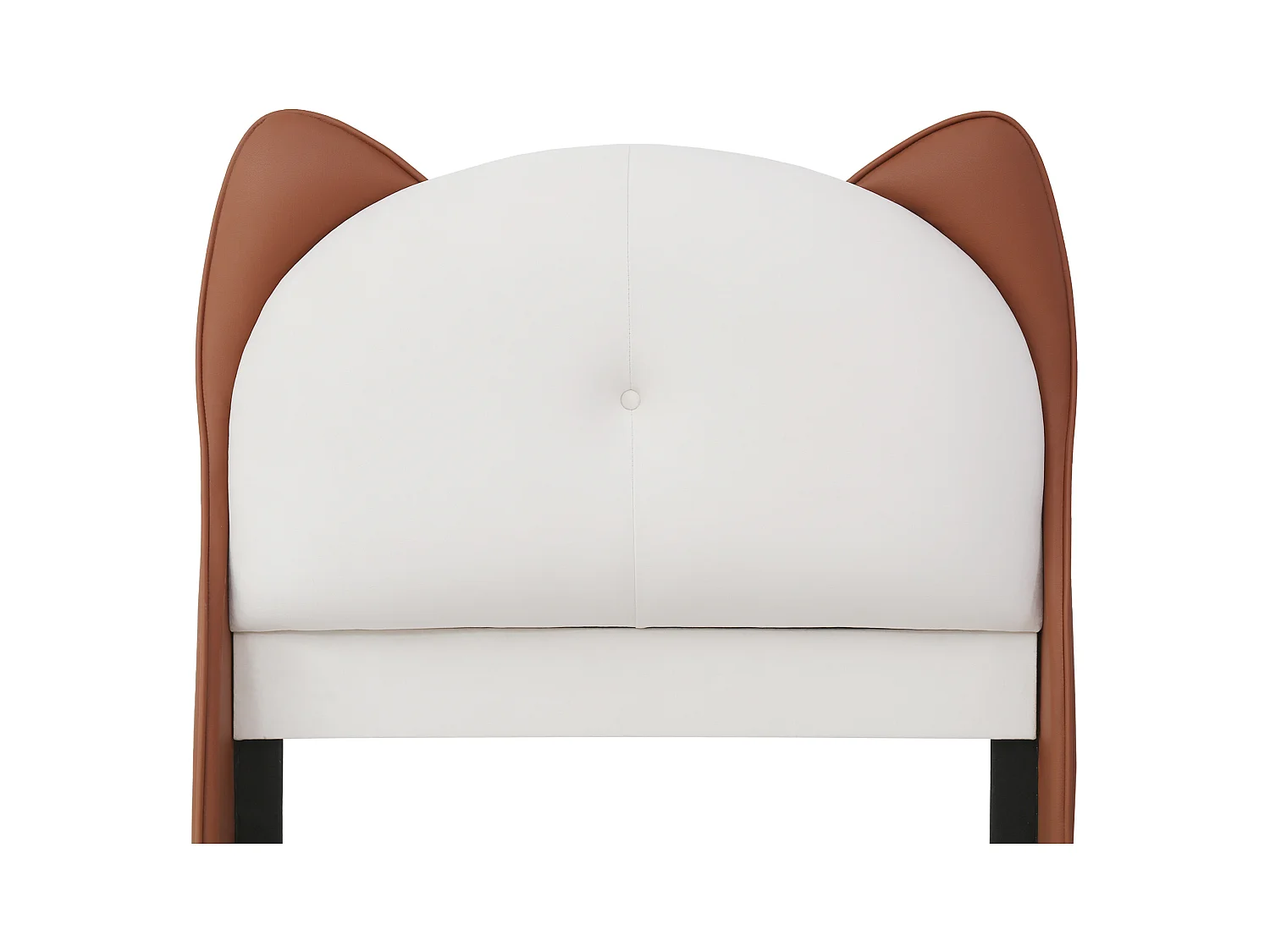 Lit enfant 90 x 200 cm - Lit simple avec LED et tête de lit en oreilles de chat - PU beige - sans matelas