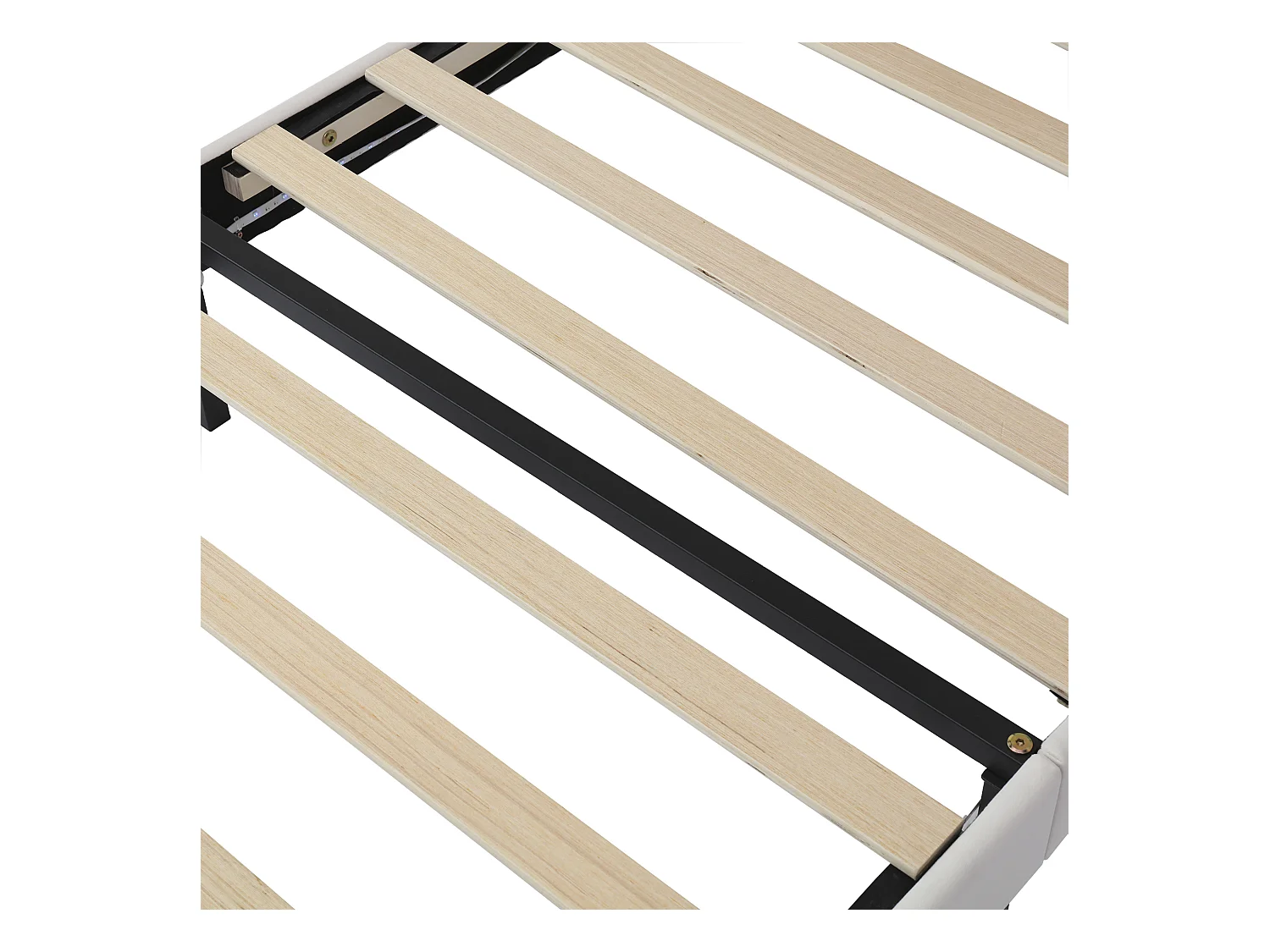 Lit enfant 90 x 200 cm - Lit simple avec LED et tête de lit en oreilles de chat - PU beige - sans matelas