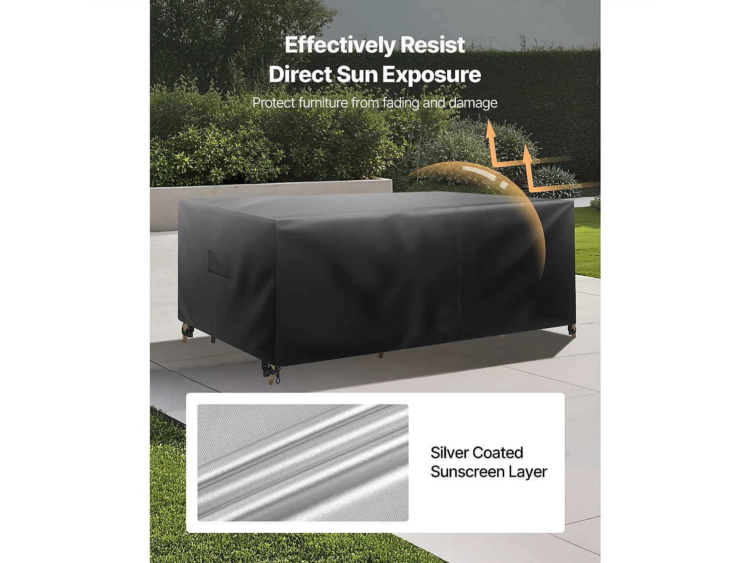 Housse de Meubles de Jardin SucceBuy, 224x158x71 cm, Bâche de Protection pour Mobiliers d’Extérieur en 420D Imperméable et Résistante, Toutes Saisons, Noir