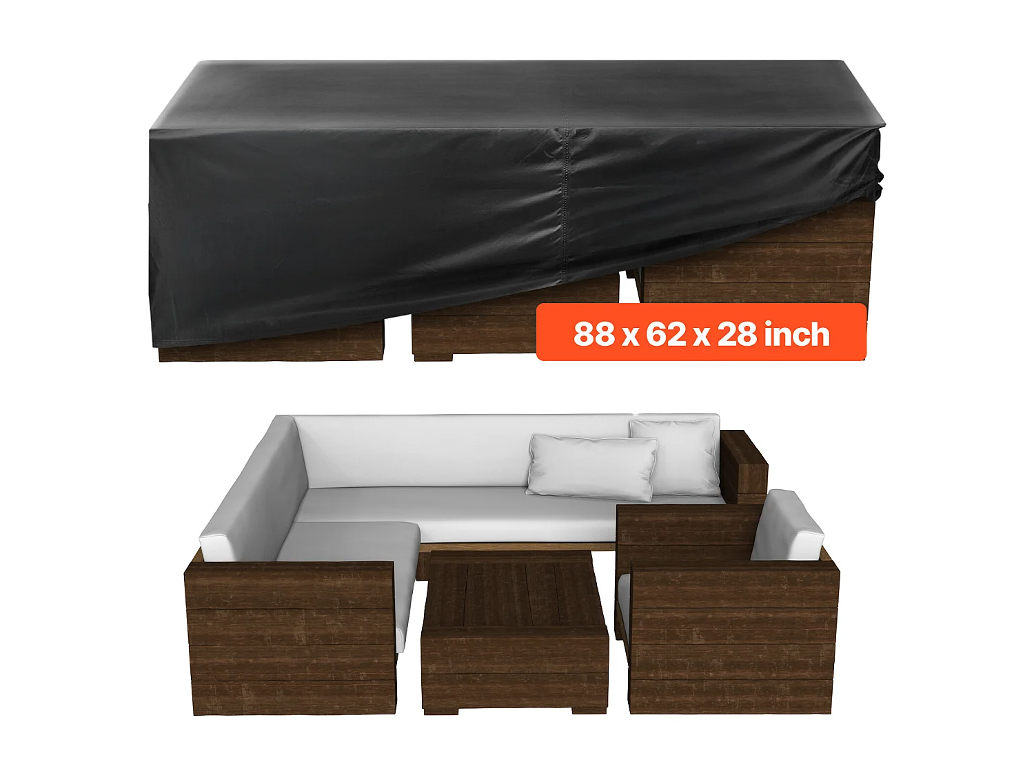 Housse de Meubles de Jardin SucceBuy, 224x158x71 cm, Bâche de Protection pour Mobiliers d’Extérieur en 420D Imperméable et Résistante, Toutes Saisons, Noir