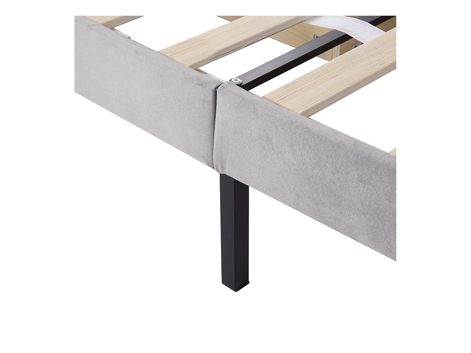 Lit enfant 90 x 200 cm - Lit ado avec 2 tiroirs et dossier - velours gris - sans matelas