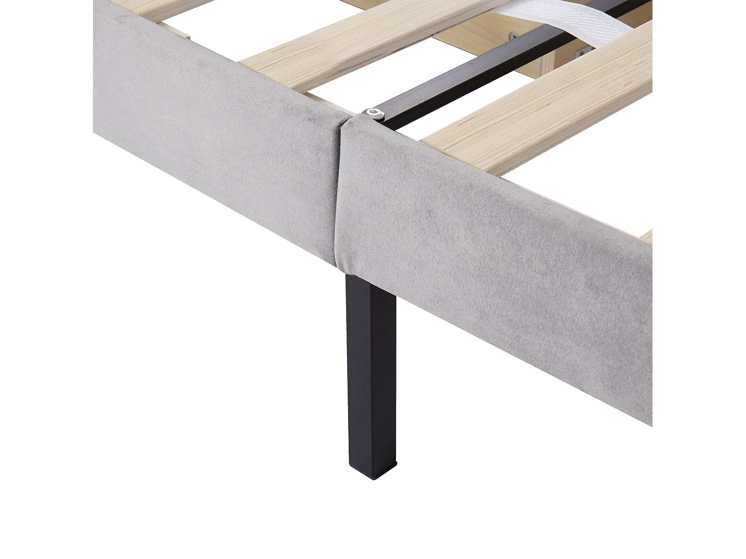 Łóżko dla dzieci 90 x 200 cm - Łóżko młodzieżowe z 2 szufladami i oparciem - szary aksamit - bez materaca