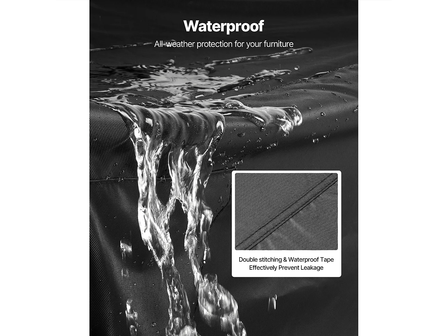 Housse de Meubles de Jardin SucceBuy, 320x160x71 cm, Bâche de Protection pour Mobiliers d’Extérieur en 420D Imperméable et Résistante, Toutes Saisons, Noir
