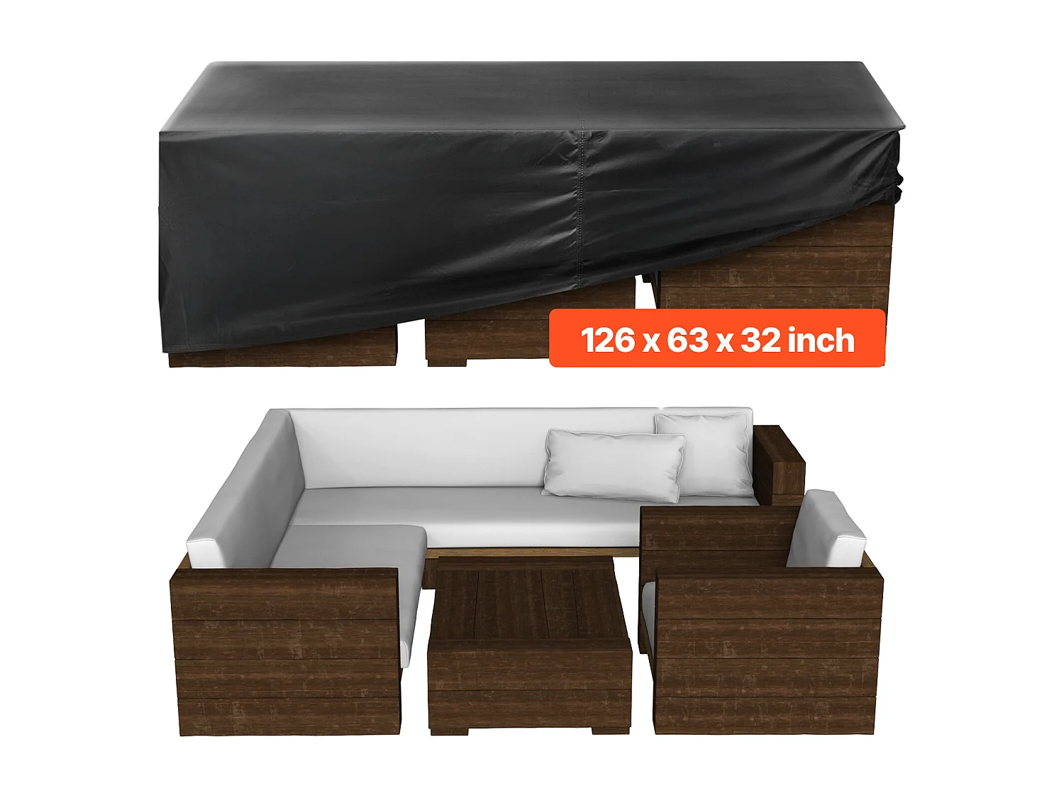 Housse de Meubles de Jardin SucceBuy, 320x160x71 cm, Bâche de Protection pour Mobiliers d’Extérieur en 420D Imperméable et Résistante, Toutes Saisons, Noir