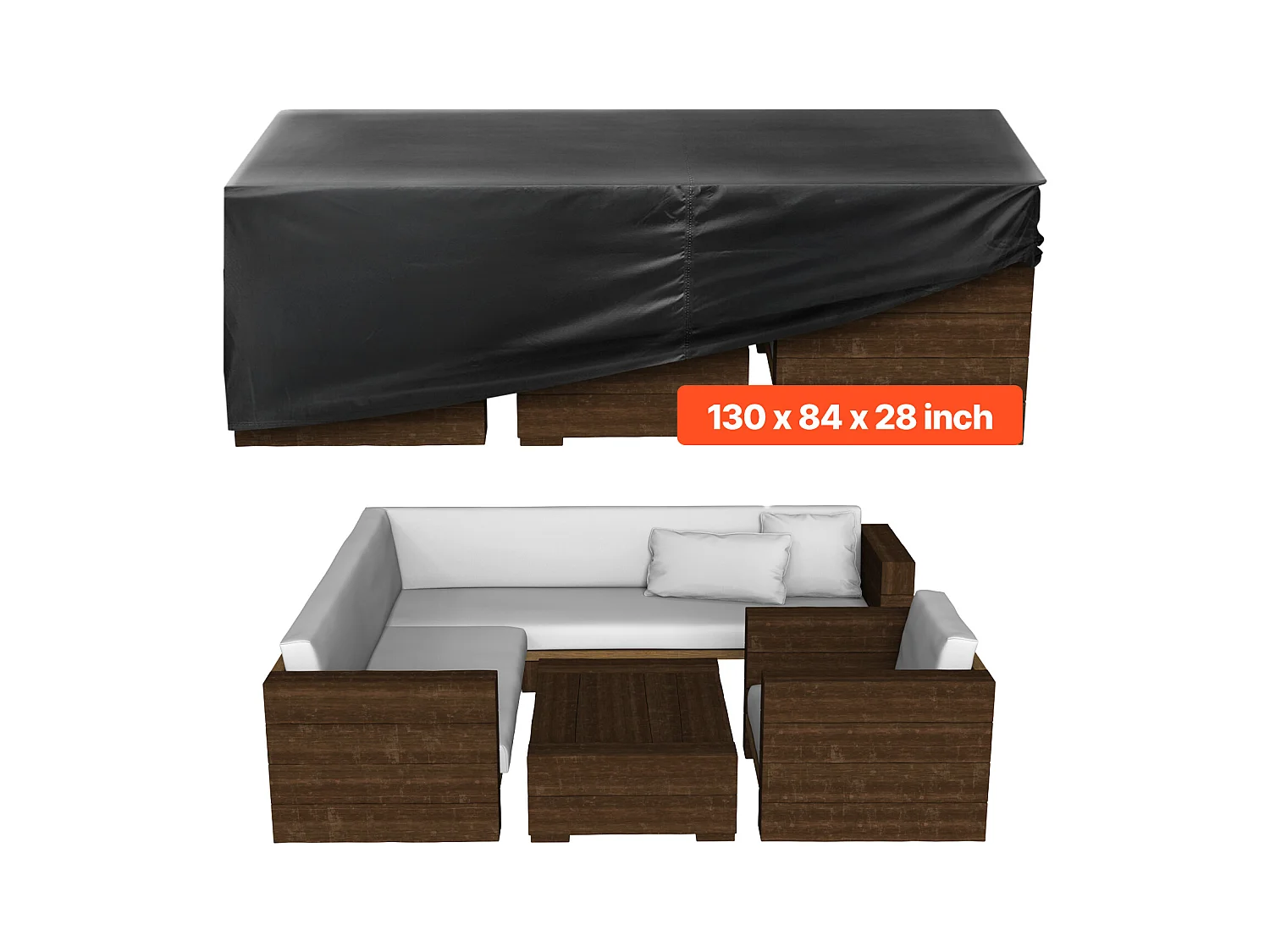 Housse de Meubles de Jardin SucceBuy, 330x214x71 cm, Bâche de Protection pour Mobiliers d’Extérieur en 420D Imperméable et Résistante, Toutes Saisons, Noir