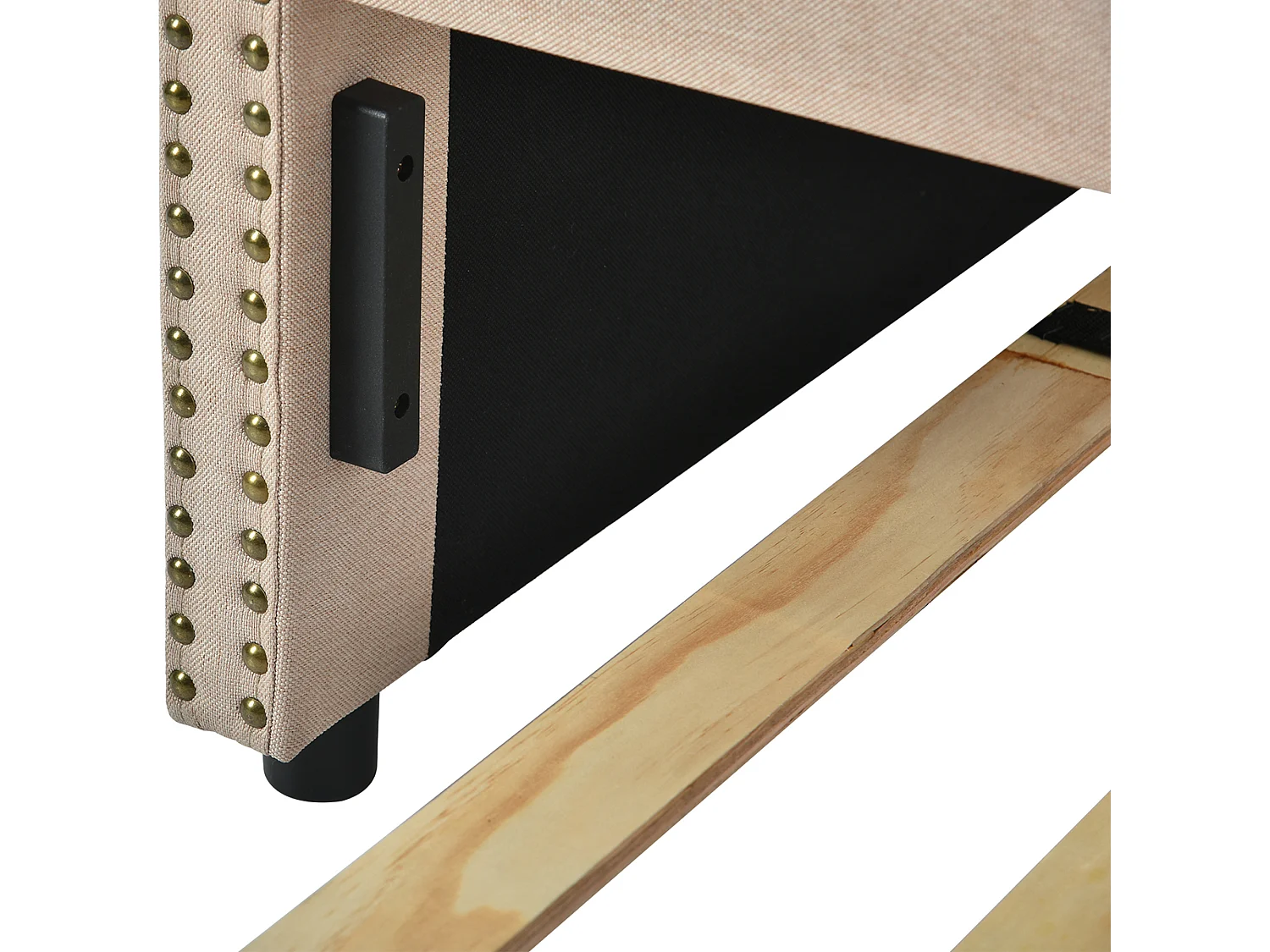 Uitschuifbed 90 x 200 cm - Kinderbed met rugleuning en armleuningen - beige linnen - zonder matras