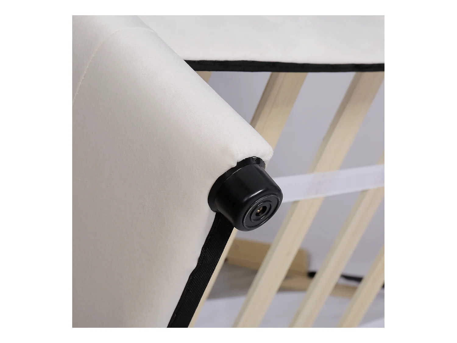 Łóżko dziecięce 90 x 200 cm - Łóżko młodzieżowe z 2 szufladami i oparciem - jasnobeżowy aksamit - bez materaca