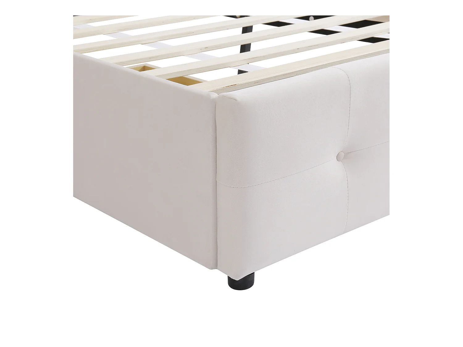 Łóżko dziecięce 90 x 200 cm - Łóżko młodzieżowe z 2 szufladami i oparciem - jasnobeżowy aksamit - bez materaca