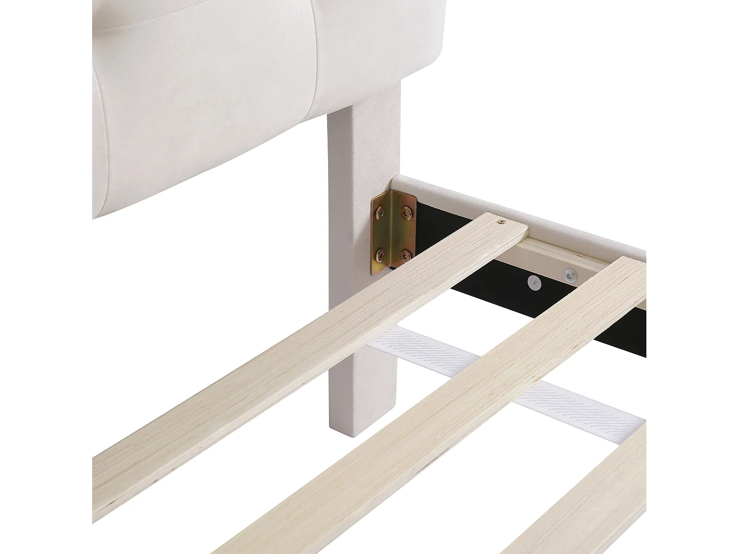 Cama de criança 90 x 200 cm - Cama de adolescente com 2 gavetas e costas - veludo bege claro - sem colchão