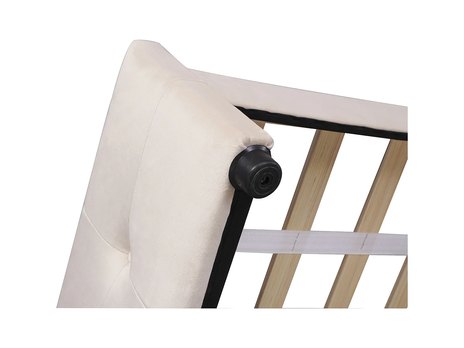 Lit enfant 90 x 200 cm - Lit ado avec 2 tiroirs et dossier - velours beige foncé - sans matelas