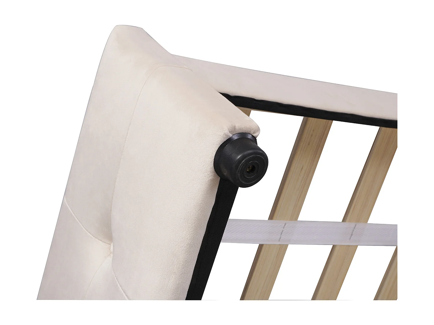 Łóżko dziecięce 90 x 200 cm - Łóżko młodzieżowe z 2 szufladami i oparciem - ciemnobeżowy aksamit - bez materaca