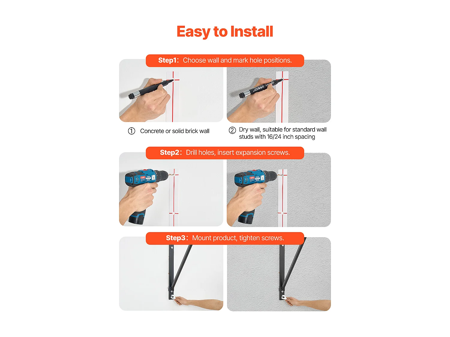 Barra per Trazioni SucceBuy, Barra Fitness da Parete, in Acciaio Robusto, Carico di 200 kg, Stazione di Allenamento per Trazioni, per Palestra Domestica