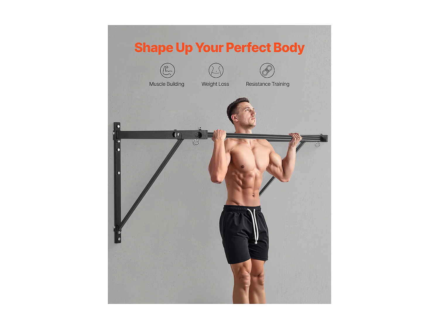 Barre de Traction SucceBuy, Barre de Fitness Murale, en Acier Robuste, Charge de 200 kg, Station d'Entraînement pour Tractions, pour Salle de Sport à Domicile