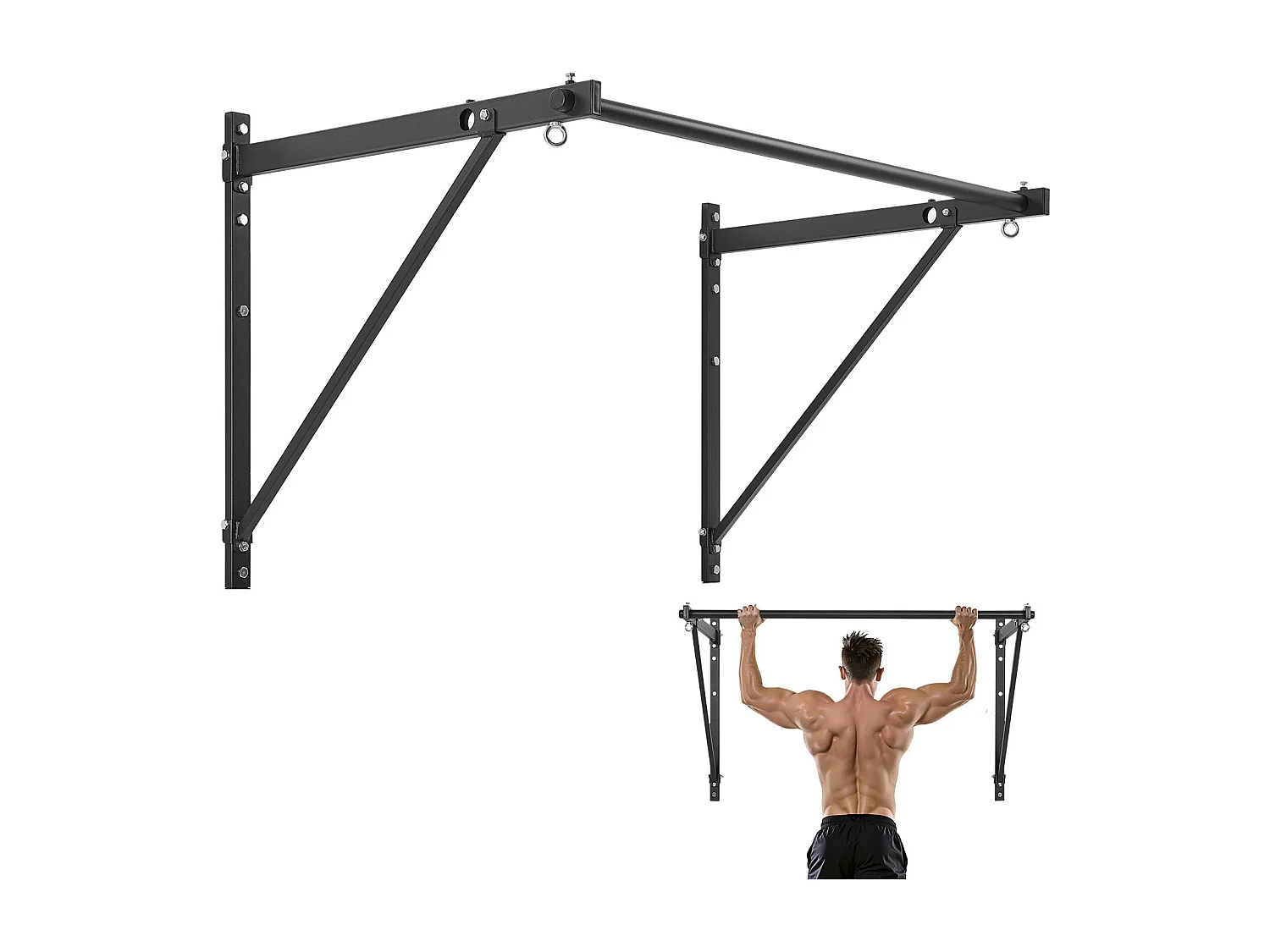 Barre de Traction SucceBuy, Barre de Fitness Murale, en Acier Robuste, Charge de 200 kg, Station d'Entraînement pour Tractions, pour Salle de Sport à Domicile