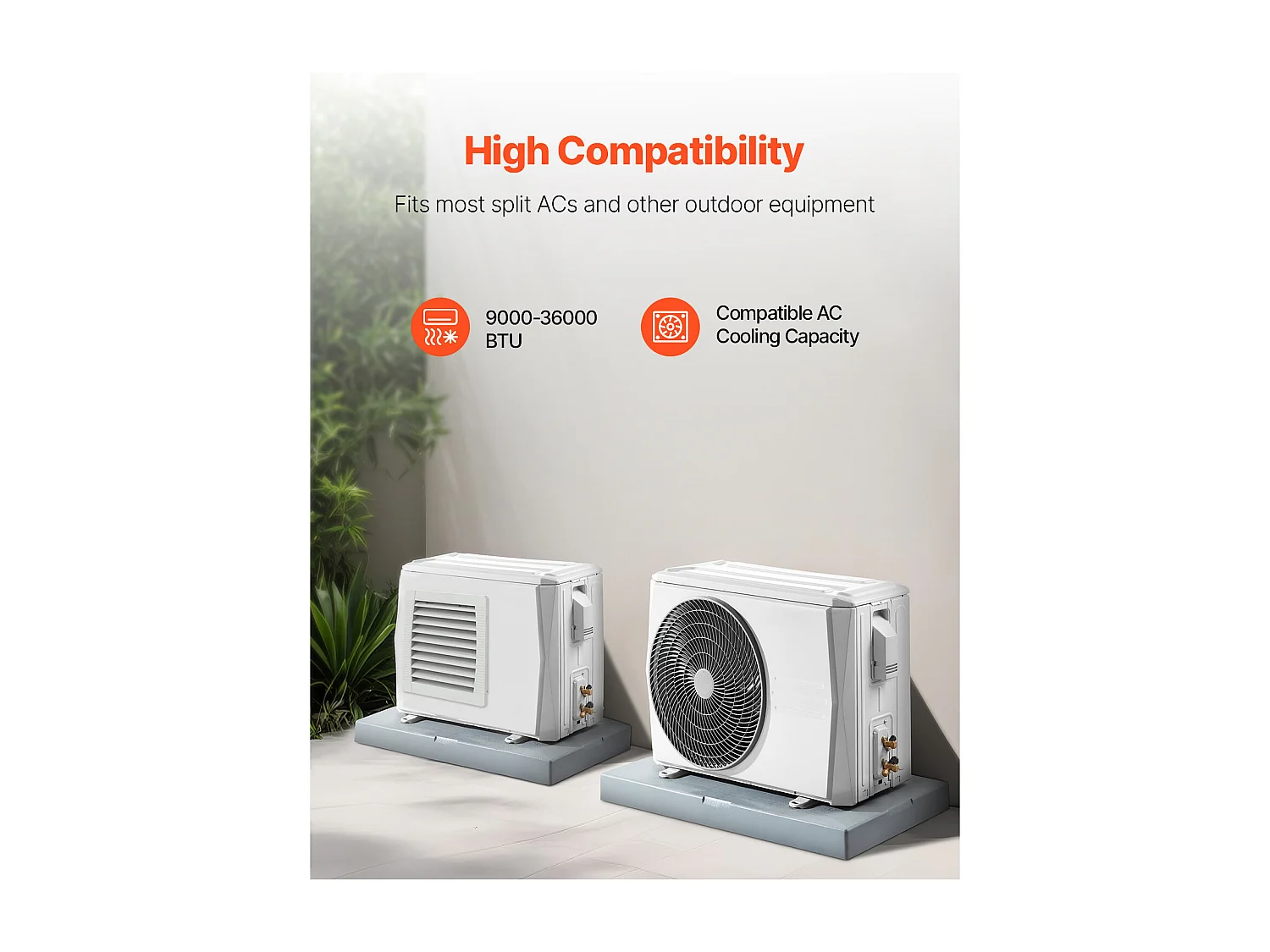 Base d'Amortissement pour Climatiseurs SucceBuy, Split 9000-36000 BTU, Charge Maximale 181 kg, Conception Universelle, Réduction du Bruit Vibration