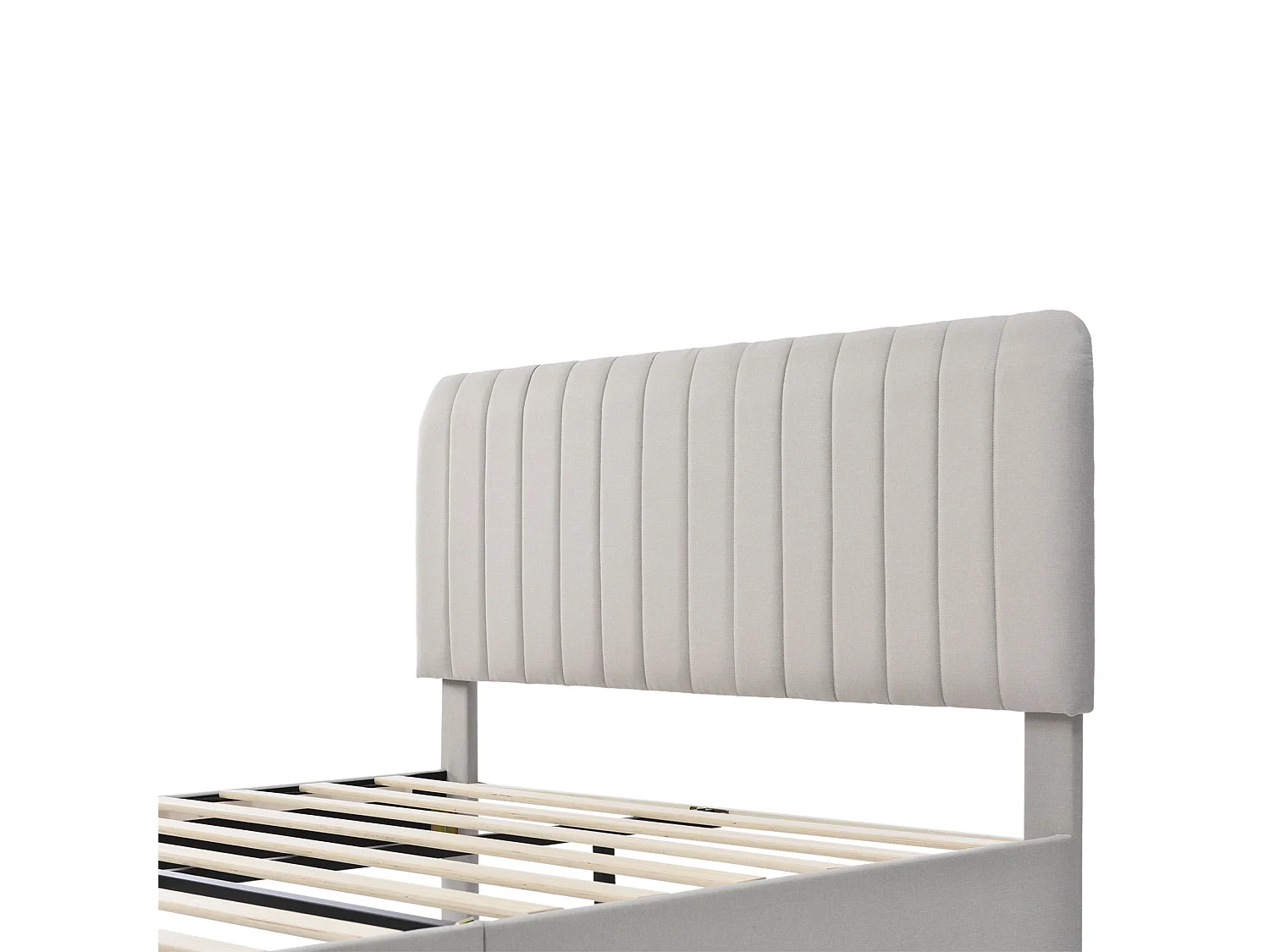 Lit adulte 140 x 200 cm - Lit double avec tête et pied de lit réglables - lin gris beige - sans matelas
