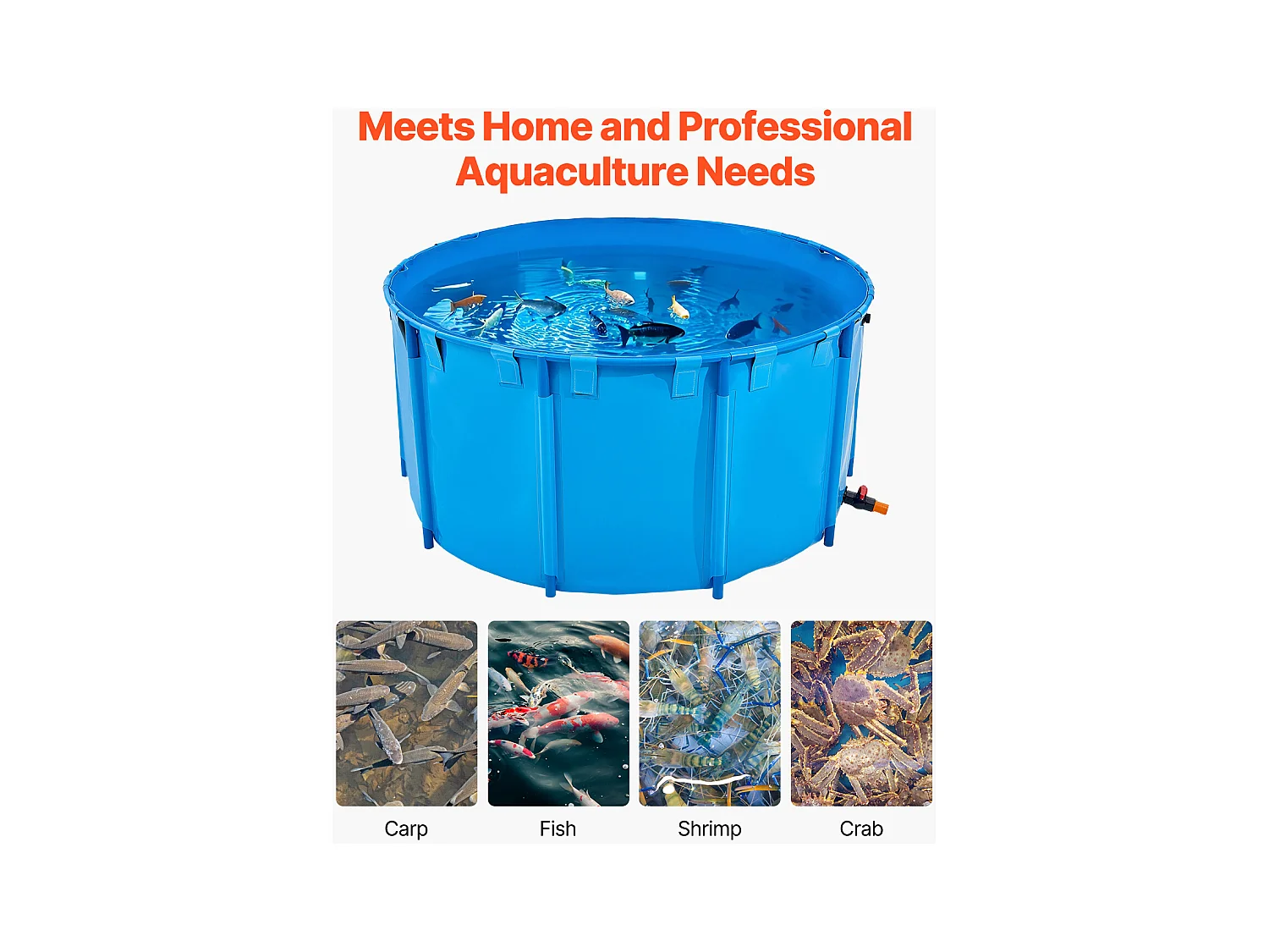 Bassin à Poissons SucceBuy en Toile, Bassin Hors Sol de 3100L, Aquarium Pliable en PVC pour Koïs, Aquarium Rond pour Poissons Rouges avec Cadre Robuste