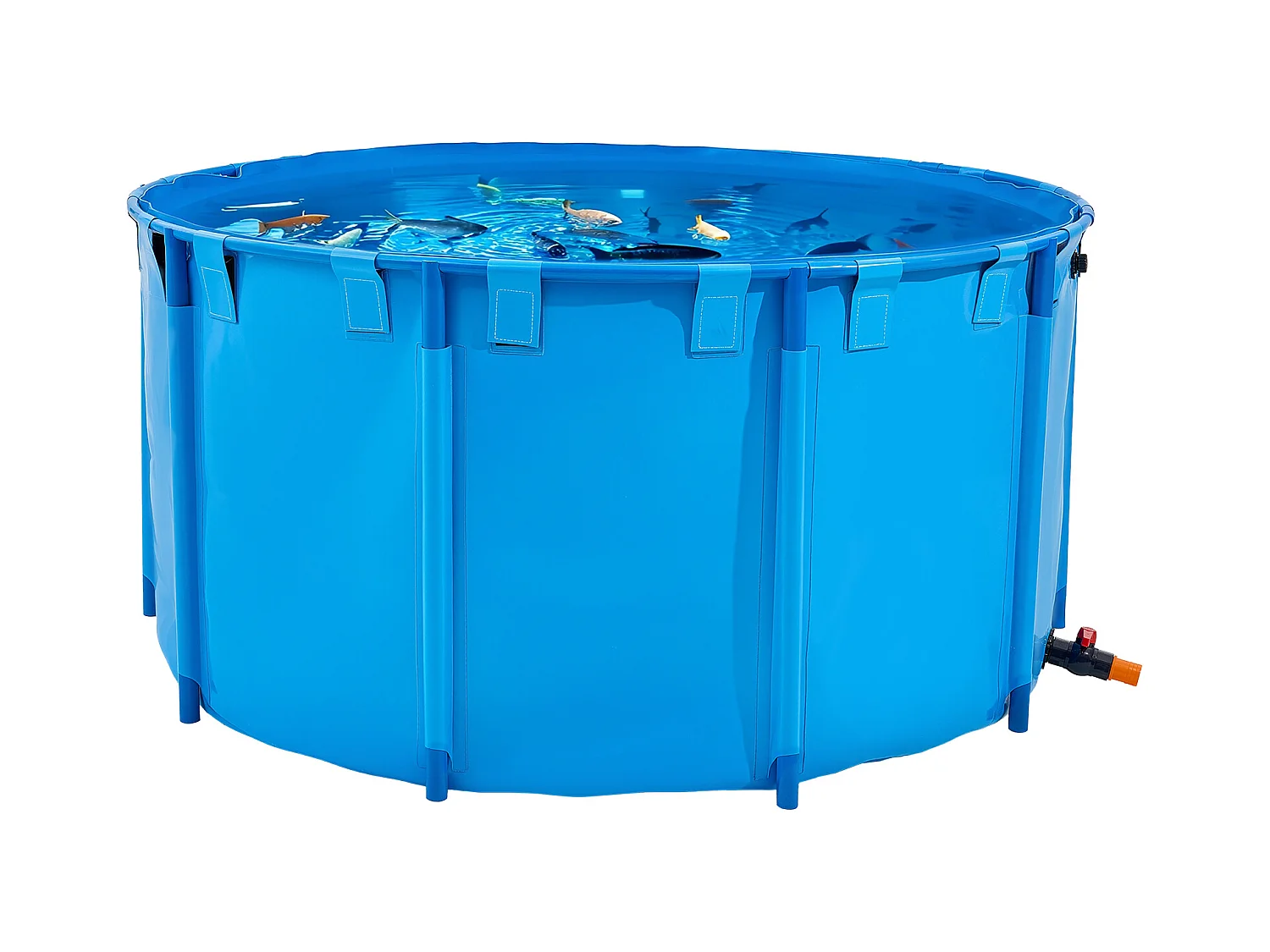 Bassin à Poissons SucceBuy en Toile, Bassin Hors Sol de 3100L, Aquarium Pliable en PVC pour Koïs, Aquarium Rond pour Poissons Rouges avec Cadre Robuste