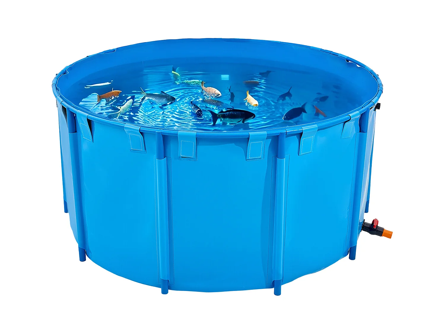 Bassin à Poissons SucceBuy en Toile, Bassin Hors Sol de 3100L, Aquarium Pliable en PVC pour Koïs, Aquarium Rond pour Poissons Rouges avec Cadre Robuste