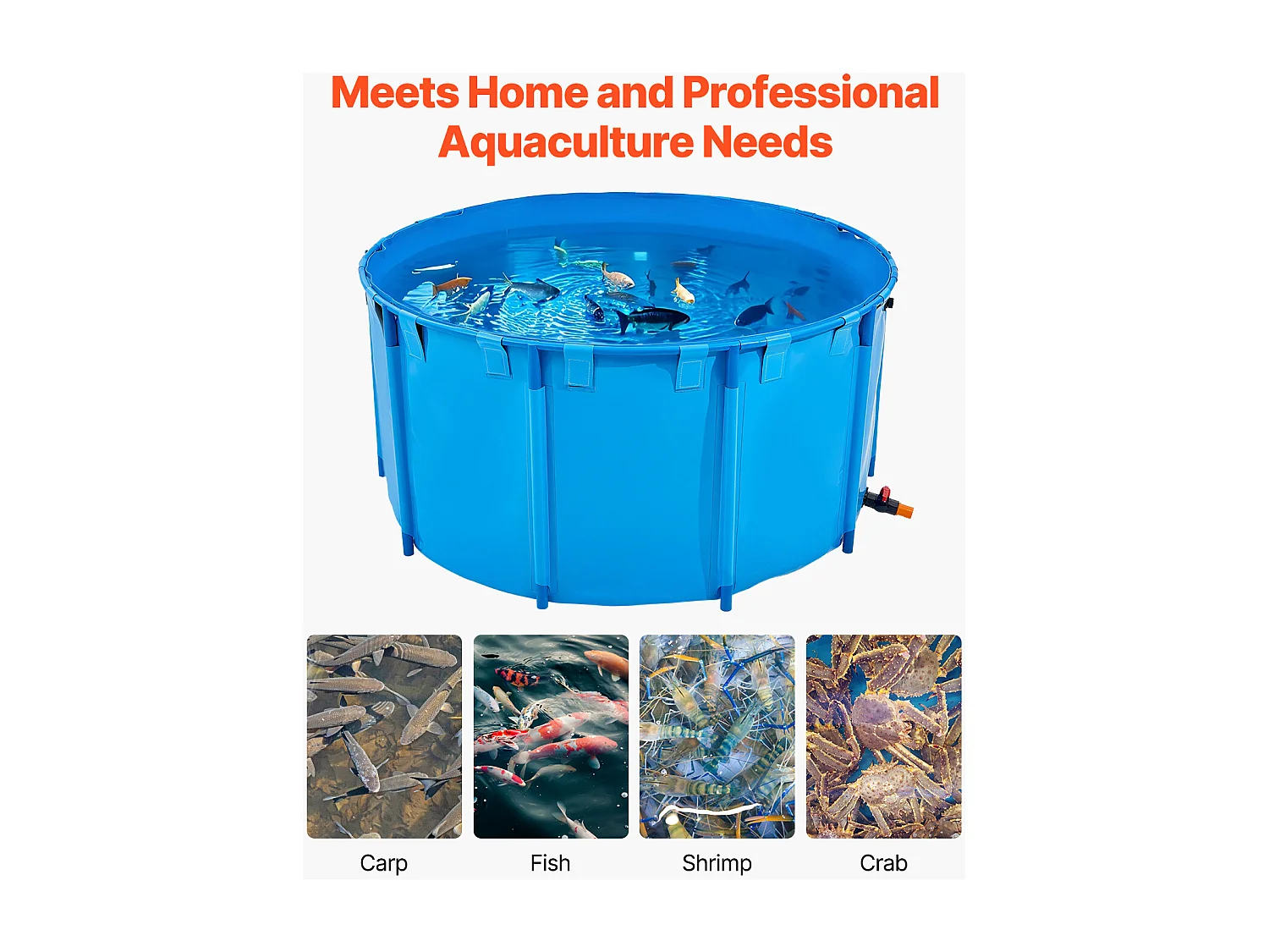 Tanque para Peixes SucceBuy em Lona, Tanque Elevado de 3100L, Aquário Dobrável em PVC para Koi, Aquário Redondo para Peixes Dourados com Moldura Resistente