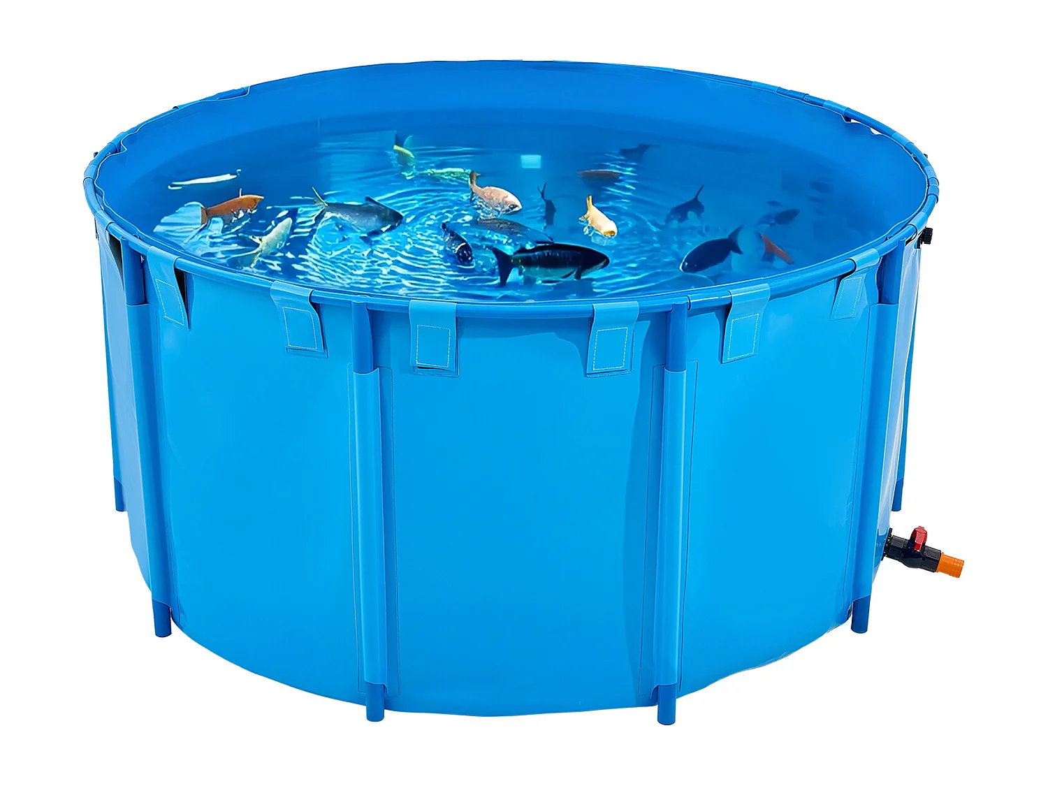 Tanque para Peixes SucceBuy em Lona, Tanque Elevado de 3100L, Aquário Dobrável em PVC para Koi, Aquário Redondo para Peixes Dourados com Moldura Resistente