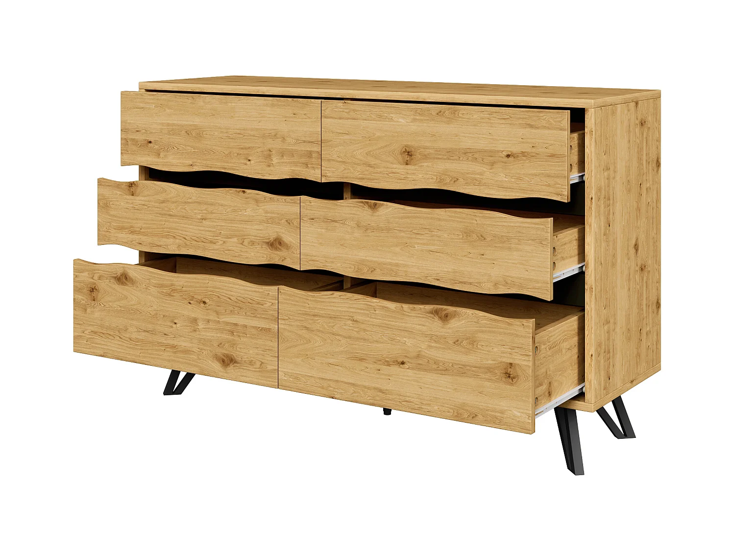 Commode à 6 tiroirs - Commode à 5 pieds en métal - pour le salon et la salle à manger