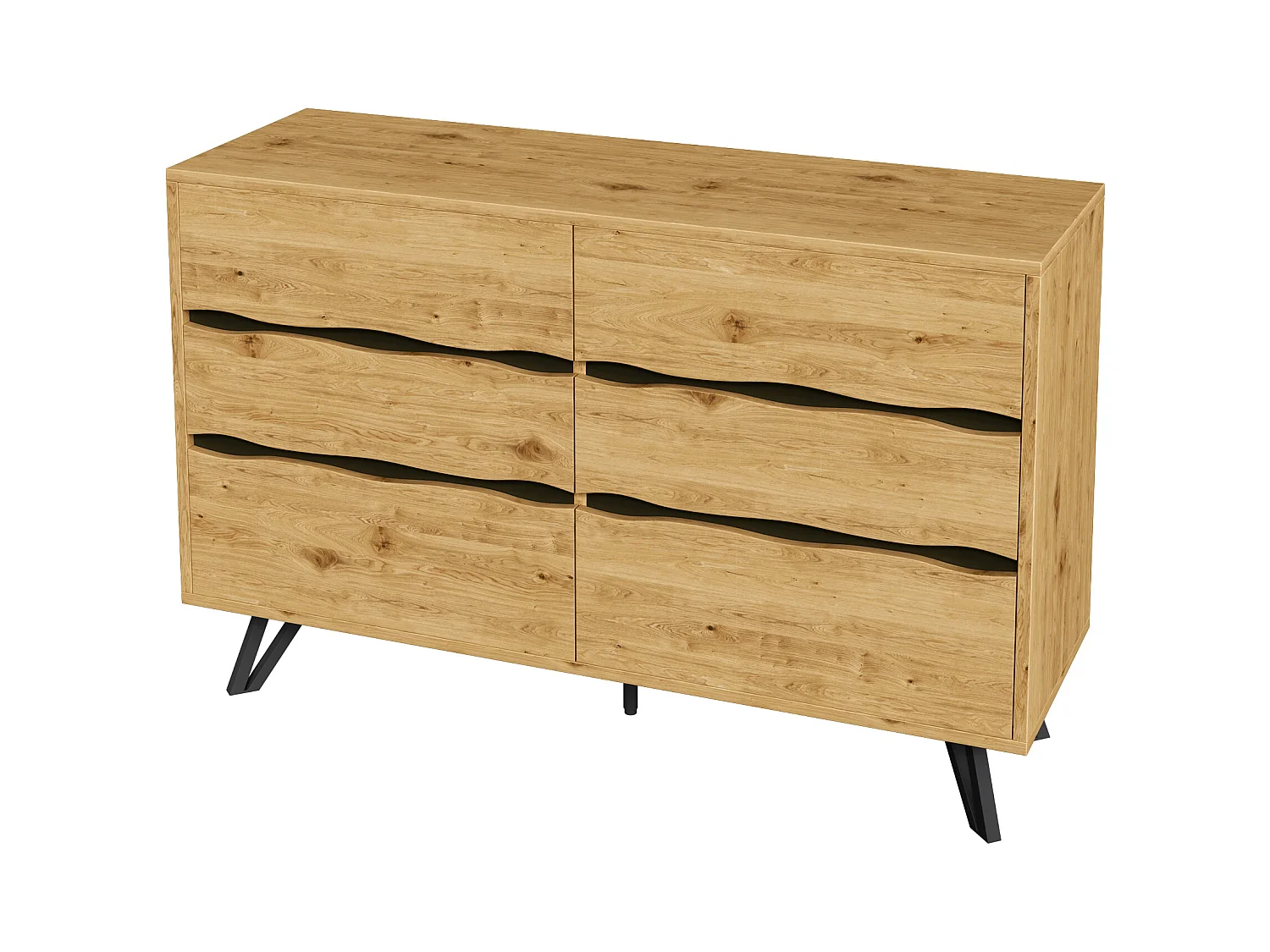 Commode à 6 tiroirs - Commode à 5 pieds en métal - pour le salon et la salle à manger