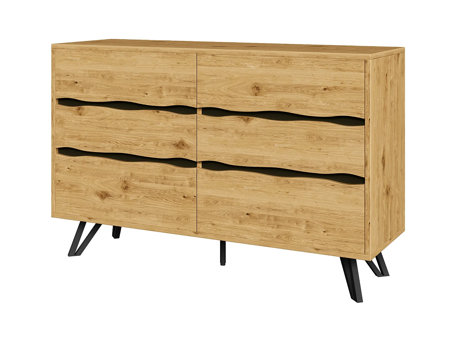 Commode à 6 tiroirs - Commode à 5 pieds en métal - pour le salon et la salle à manger