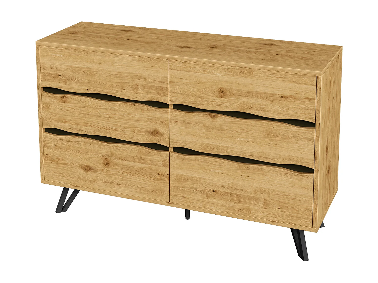 Commode à 6 tiroirs - Commode à 5 pieds en métal - pour le salon et la salle à manger