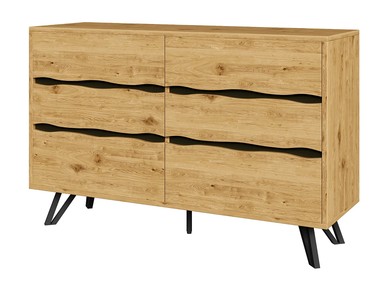 Commode à 6 tiroirs - Commode à 5 pieds en métal - pour le salon et la salle à manger