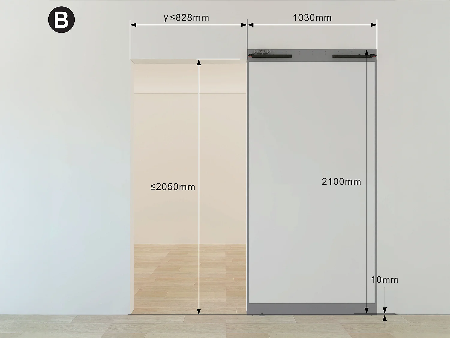Schuifdeur met weggewerkte rails - Aluminium en matglas - 103 x 210 cm - TORIPA