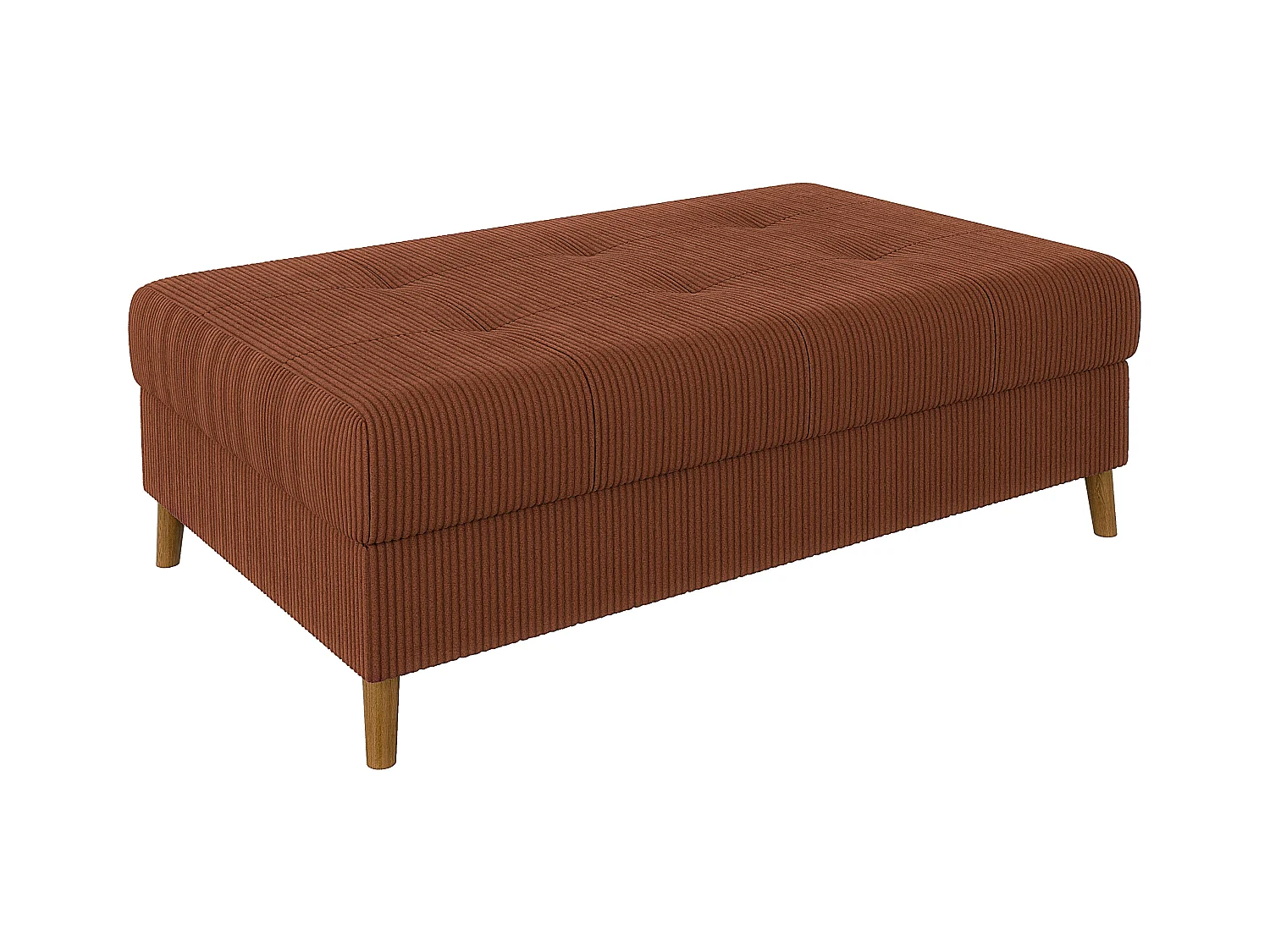 Jasper - Hocker mit Braun Holzfüßen im skandinavischen Stil aus Terracotta Cord-Stoff