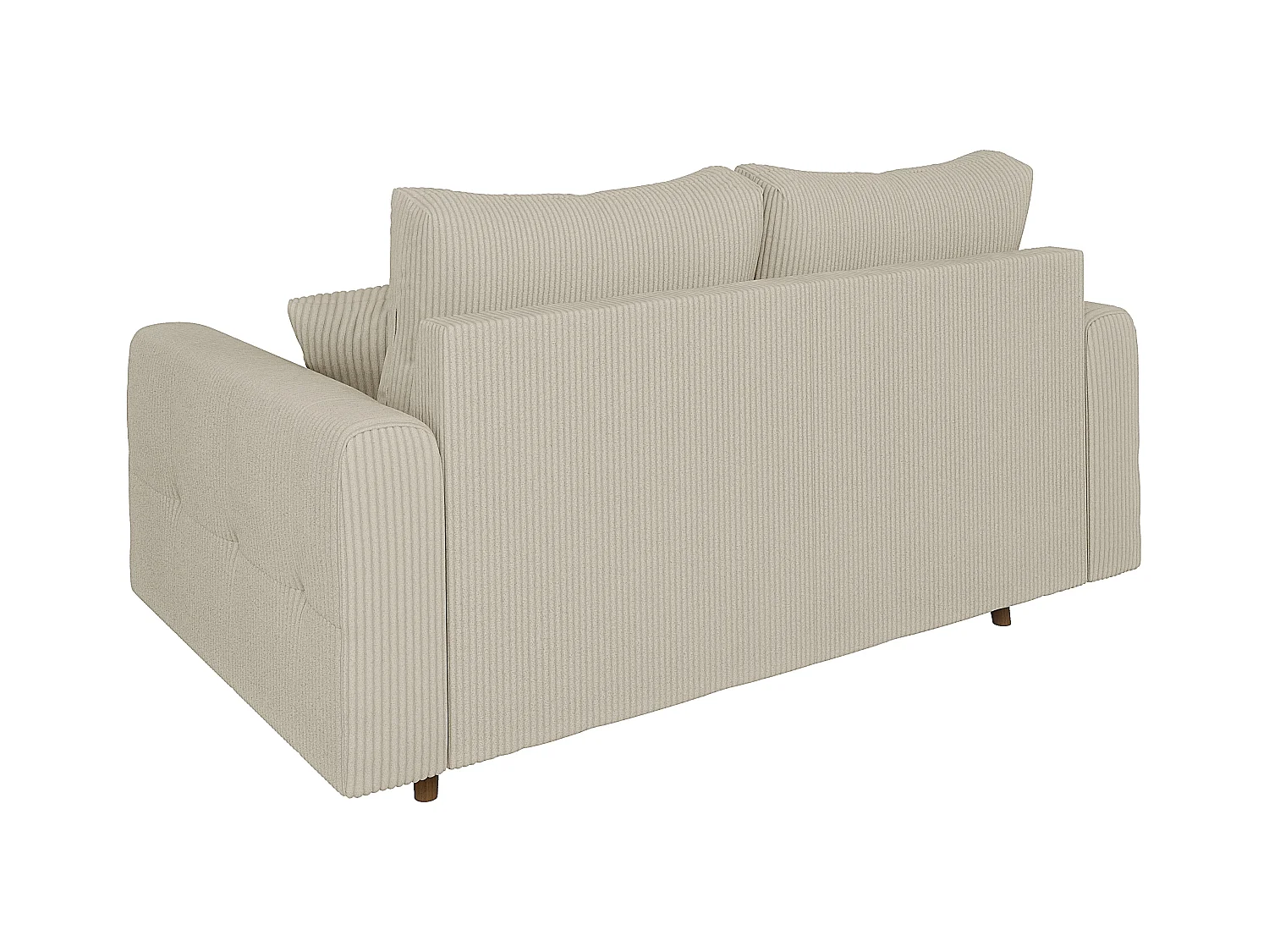 Jasper - Sofa 2 sitzer mit Braun Holzfüßen im skandinavischen Stil aus Beige Cord-Stoff